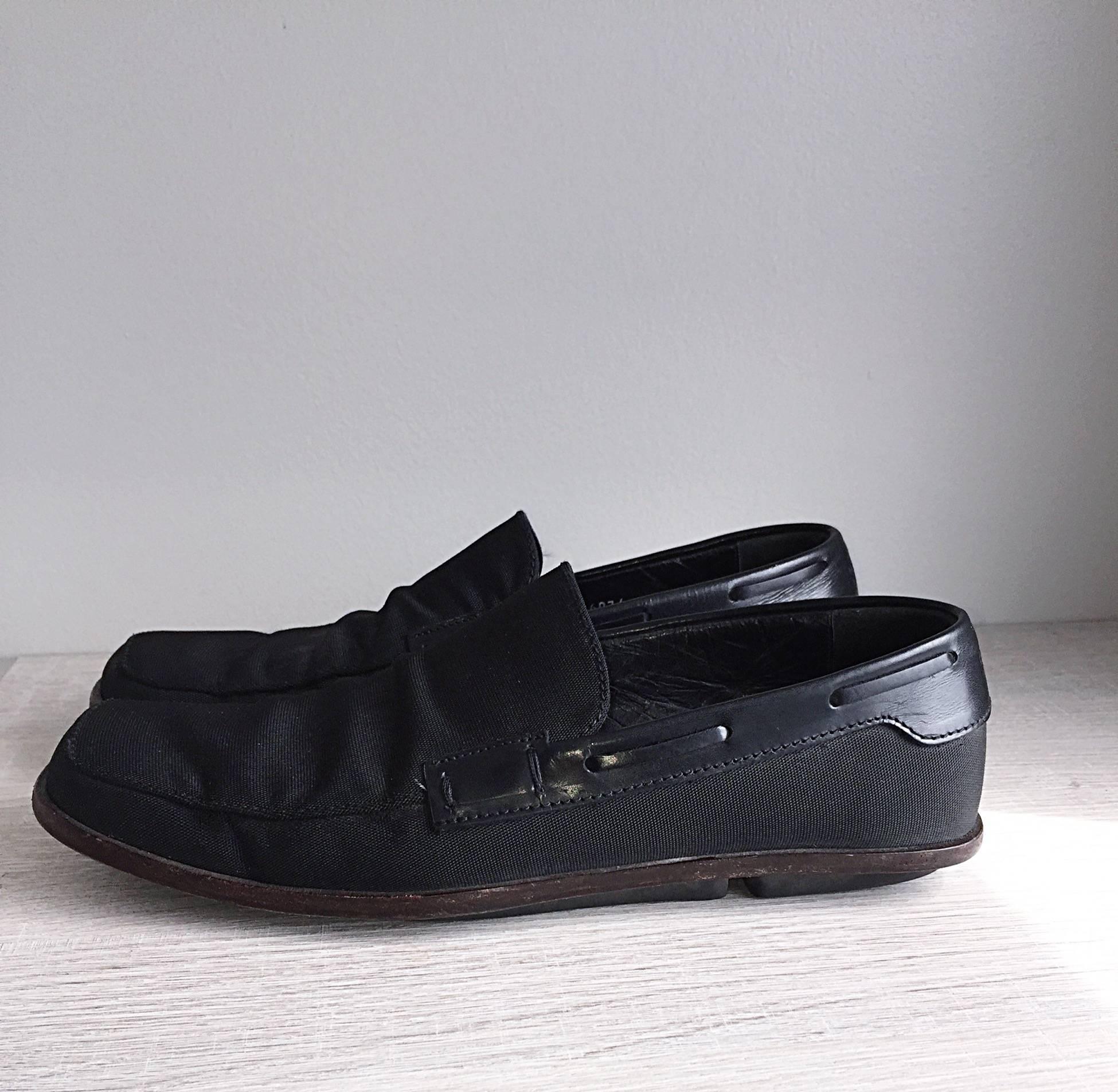 Herren Gucci by Tom Ford 1990er Größe 8 Schwarze Nylon Vintage Loafers Schuhe im Angebot 1