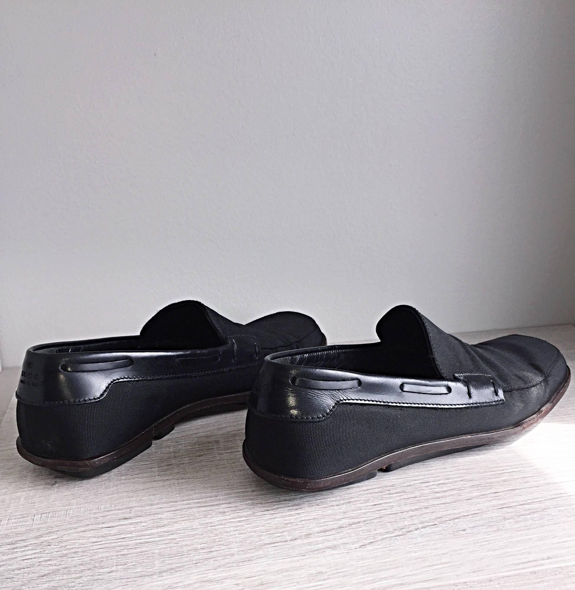 Herren Gucci by Tom Ford 1990er Größe 8 Schwarze Nylon Vintage Loafers Schuhe im Zustand „Gut“ im Angebot in San Diego, CA