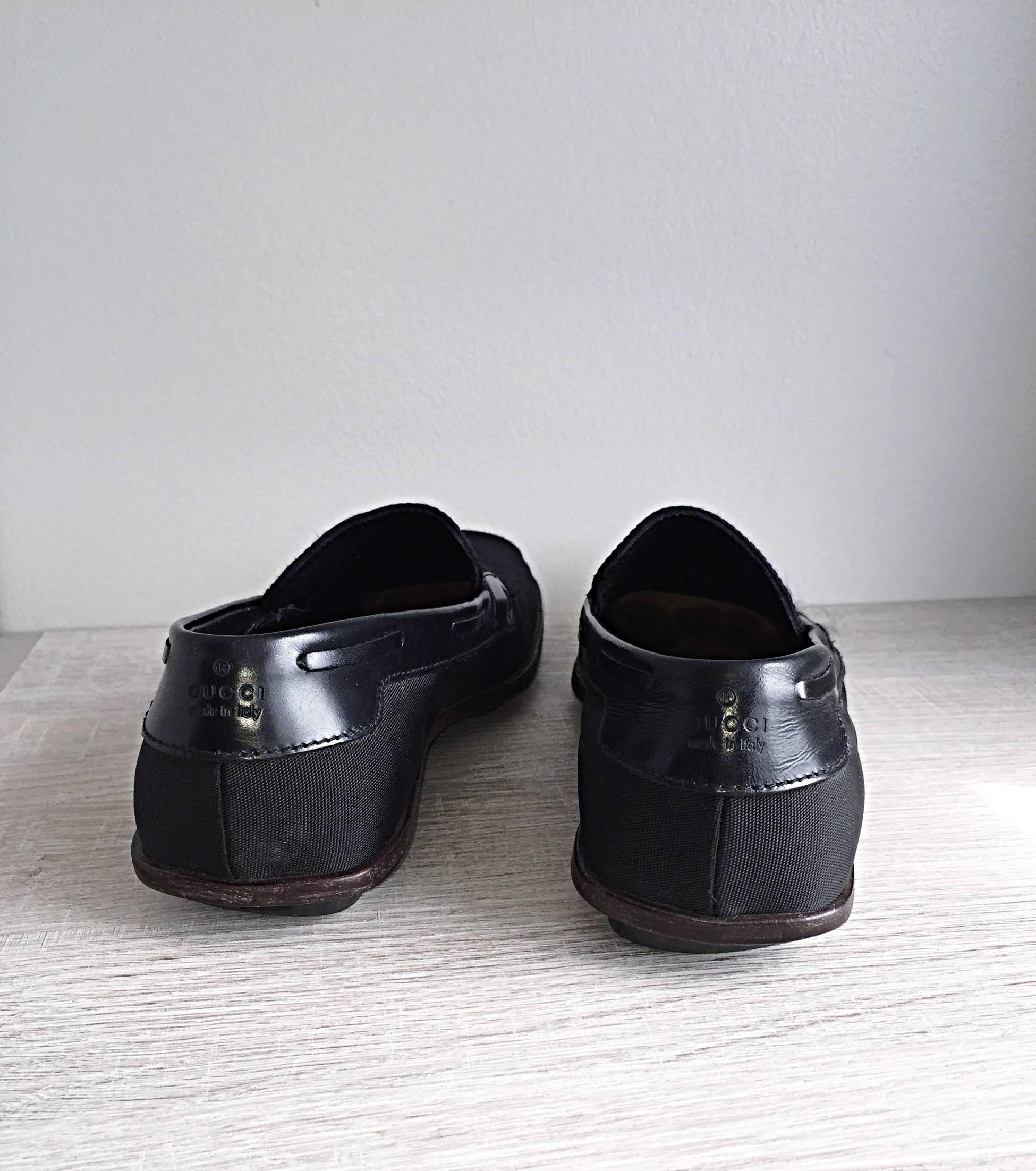 Herren Gucci by Tom Ford 1990er Größe 8 Schwarze Nylon Vintage Loafers Schuhe im Angebot 3