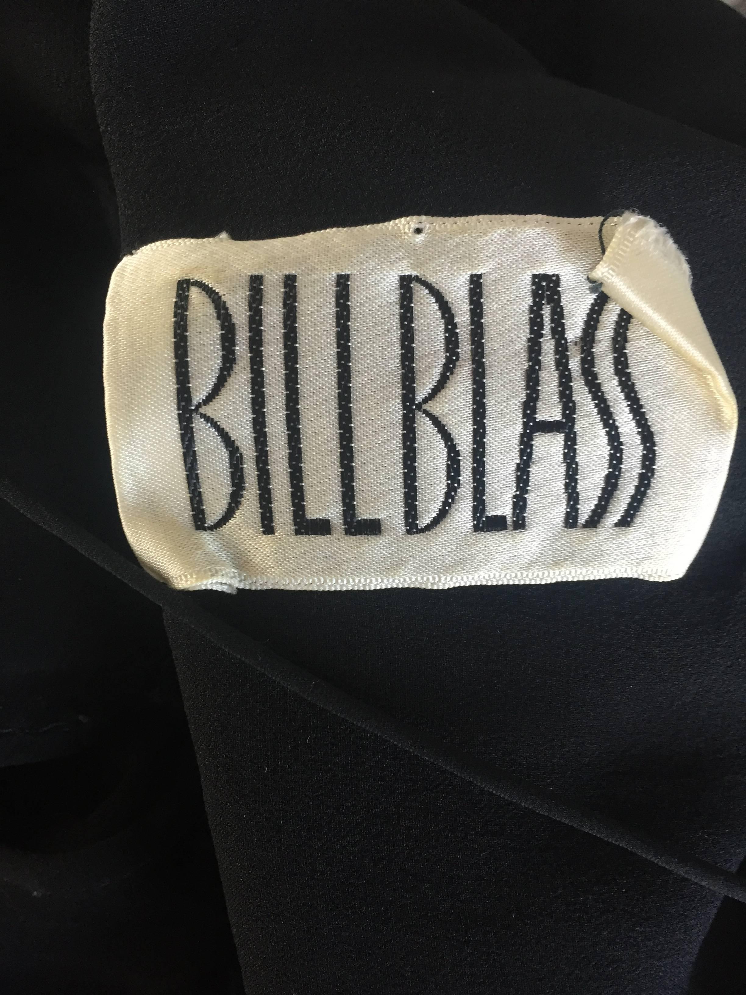 Incredible Vintage Bill Blass Black Silk Chiffon Ruffled Sequin Boho 70s Dress For Sale 3