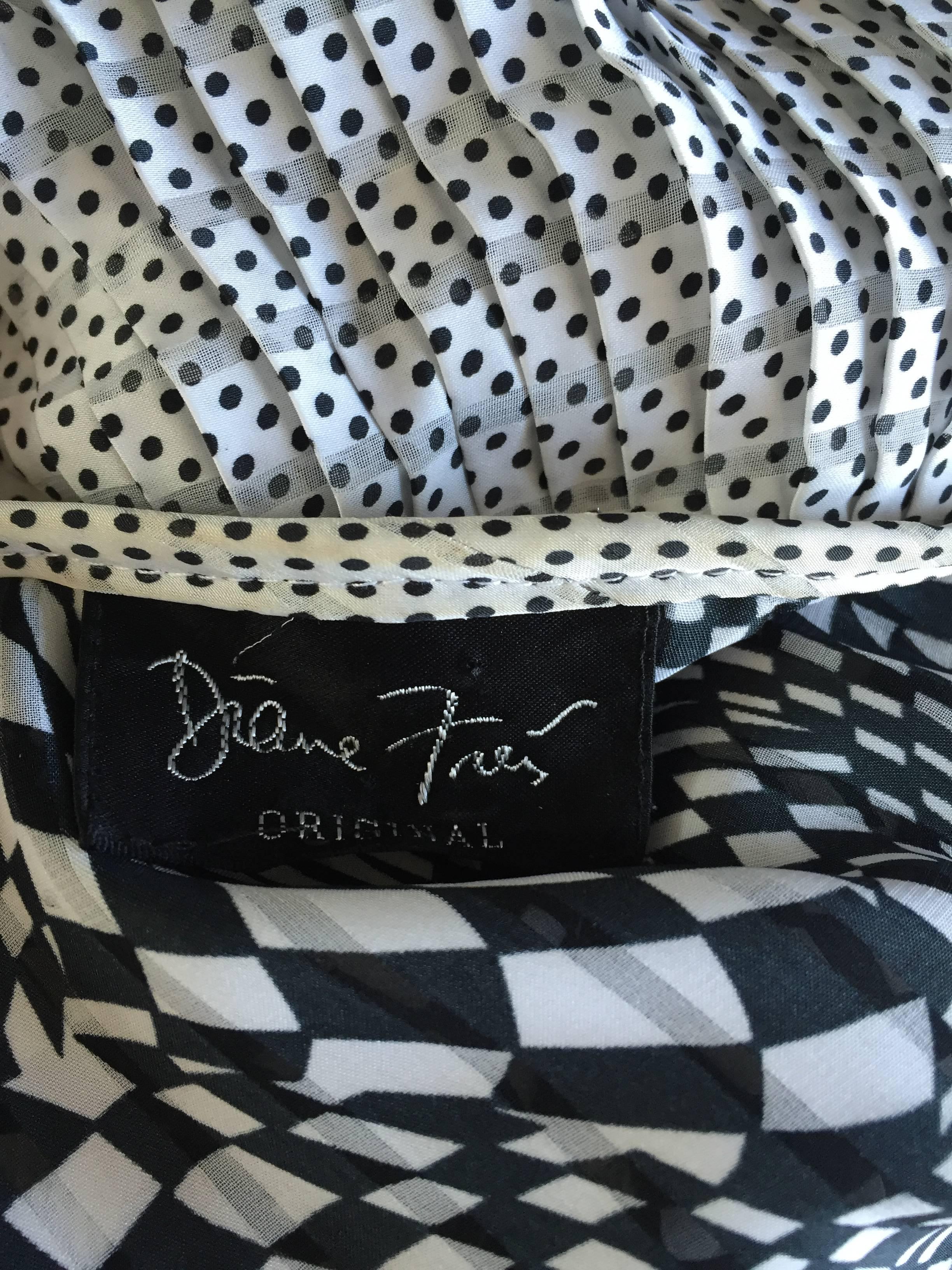 Vintage Diane Freis Black and White 3 D Geometric Print Boho Dress + Head Scarf 5