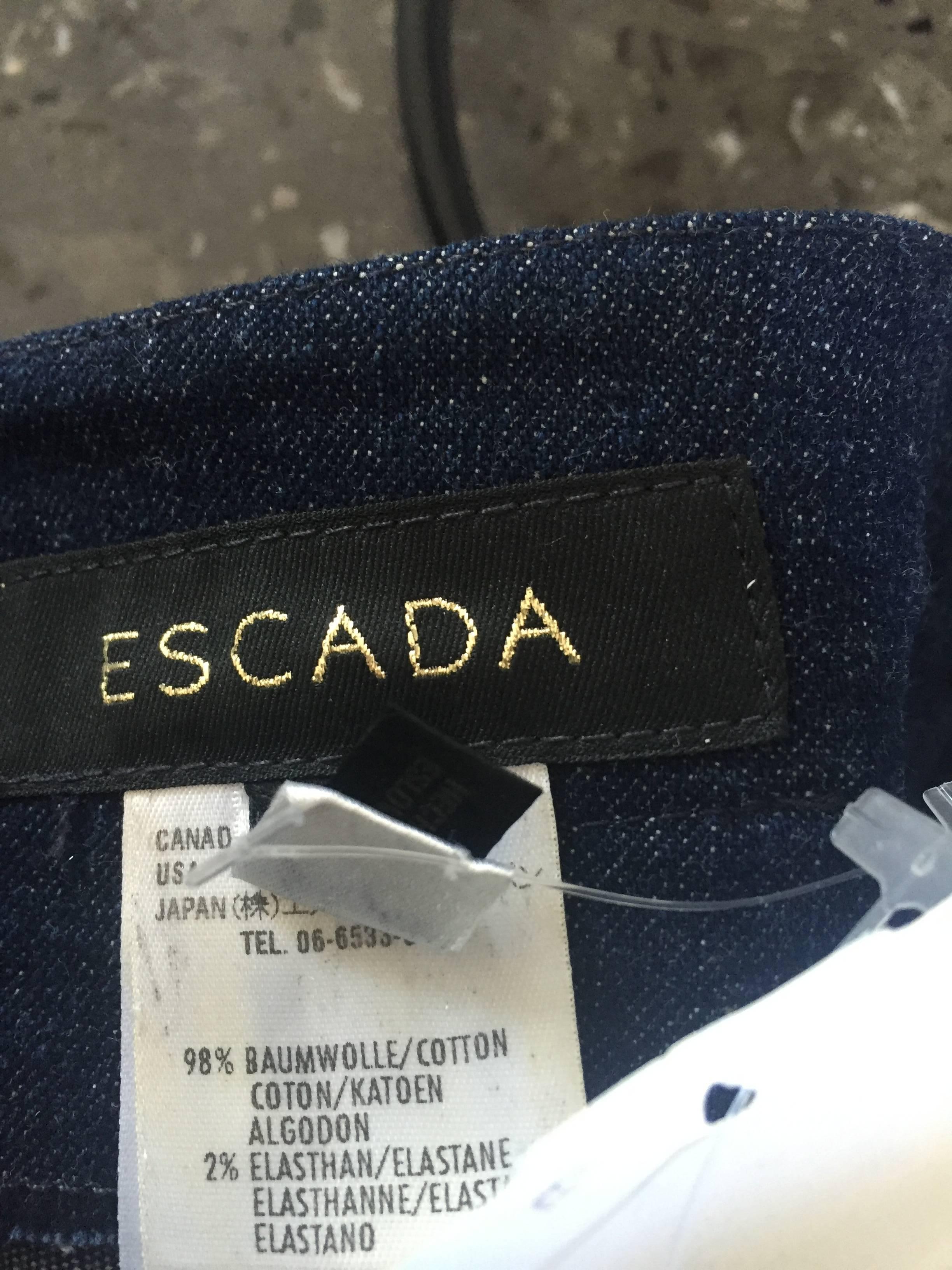 NWT 2000s Escada Dark Indigo Boot Cut Grommet High Waisted Jeans / Pants 2