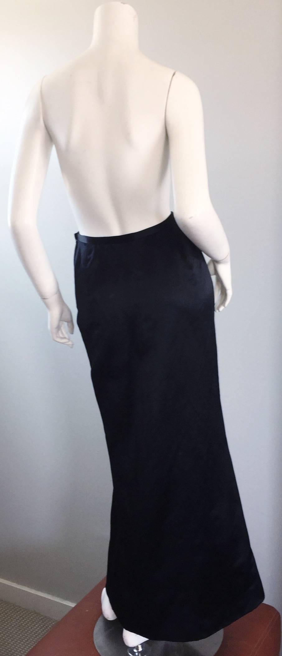 Exceptional Vintage Oscar de la Renta Black Silk Satin Full Length Evening Skirt 3