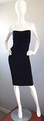 1990s James Purcell Couture Silk Strapless Vintage 90s Little Black Dress LBD