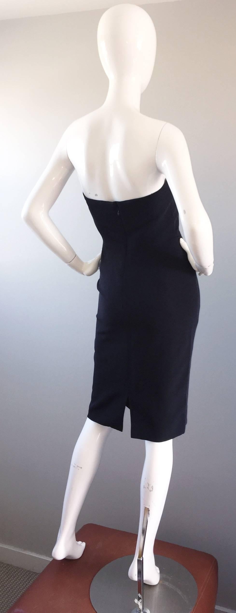 1990s James Purcell Couture Silk Strapless Vintage 90s Little Black Dress LBD For Sale 1