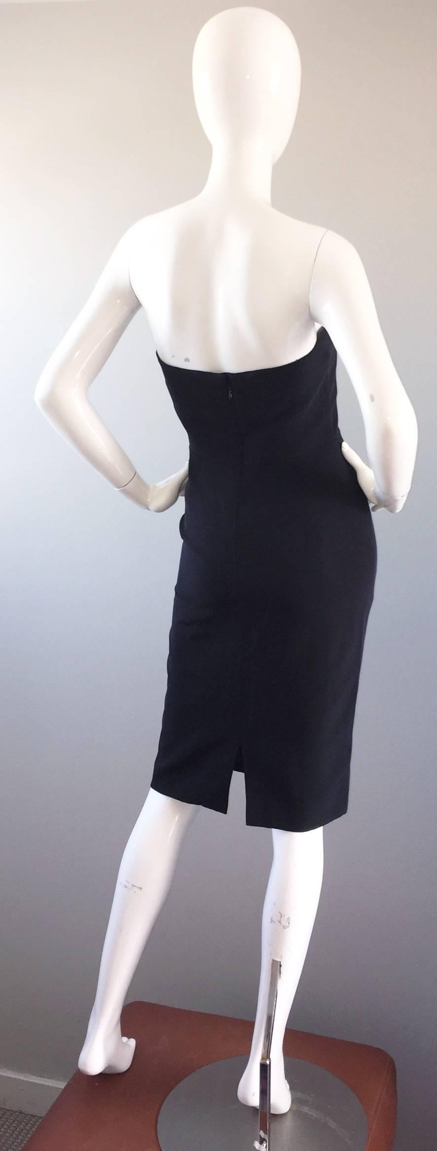 1990s James Purcell Couture Seda Sin Tirantes Vintage 90s Little Black Dress LBD en venta 1