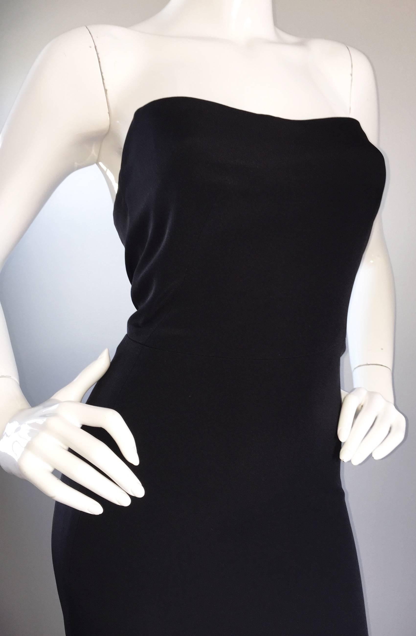 De las mujeres 1990s James Purcell Couture Seda Sin Tirantes Vintage 90s Little Black Dress LBD en venta