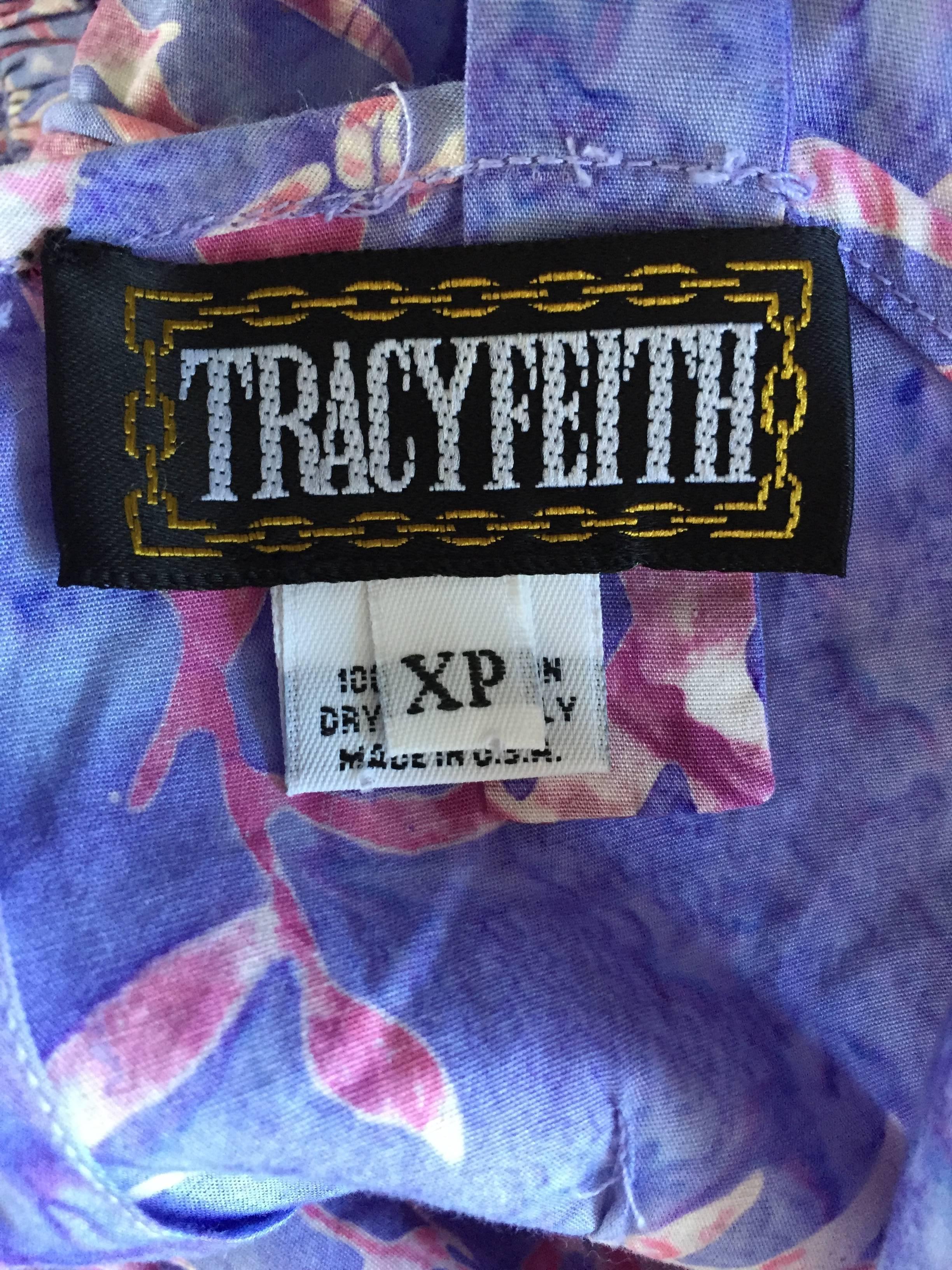 Tracy Feith Purple + Pink ' Starfish ' Print Tie - Dye Cotton Tiered Sun Dress  3