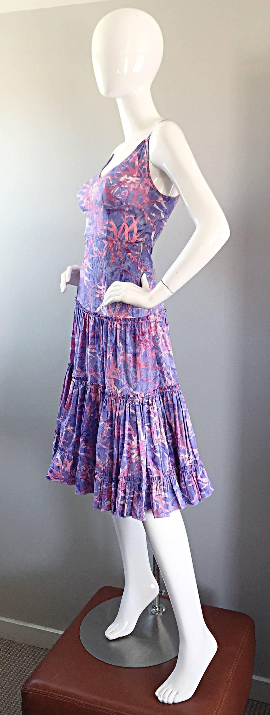 Women's Tracy Feith Purple + Pink ' Starfish ' Print Tie - Dye Cotton Tiered Sun Dress 