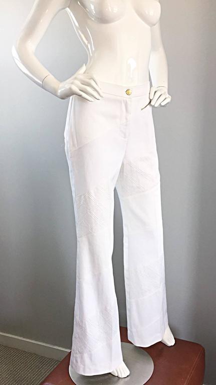 NWT Chloe by Phoebe Philo White Embroidered Cotton Wide Leg Trousers ...