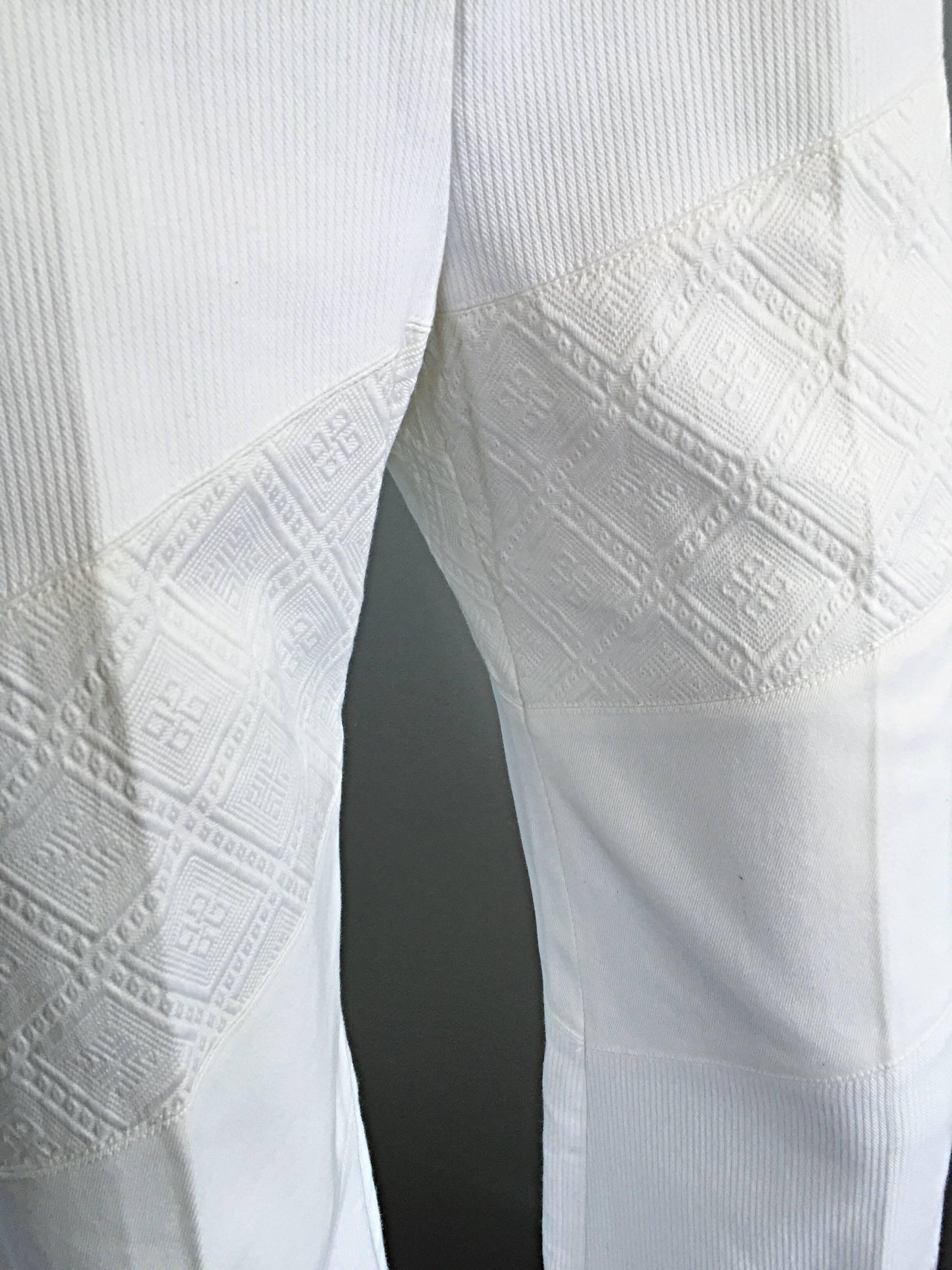 white embroidered trousers
