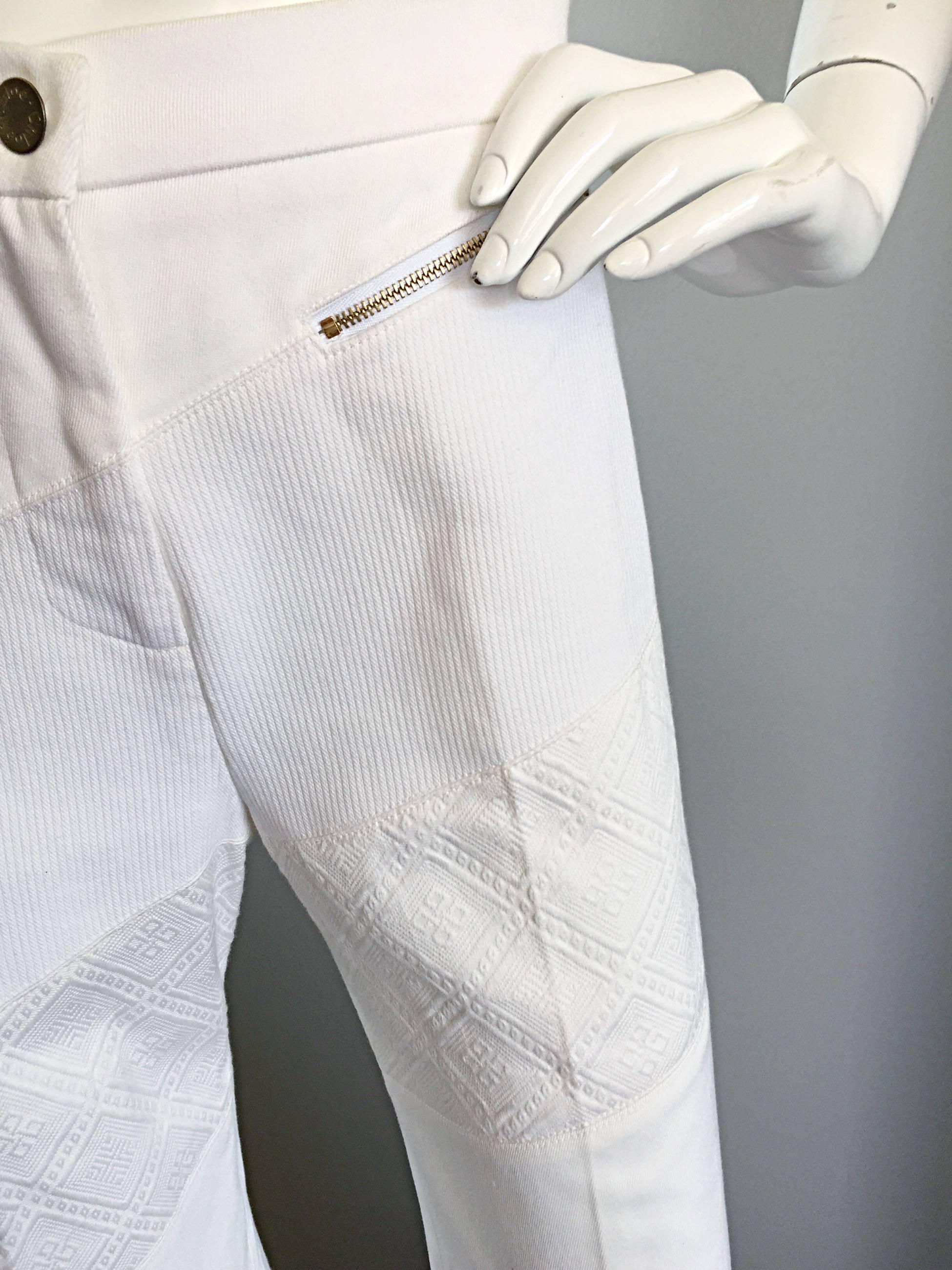 Women's NWT Chloe by Phoebe Philo White Embroidered Cotton Wide Leg Trousers / Pants For Sale