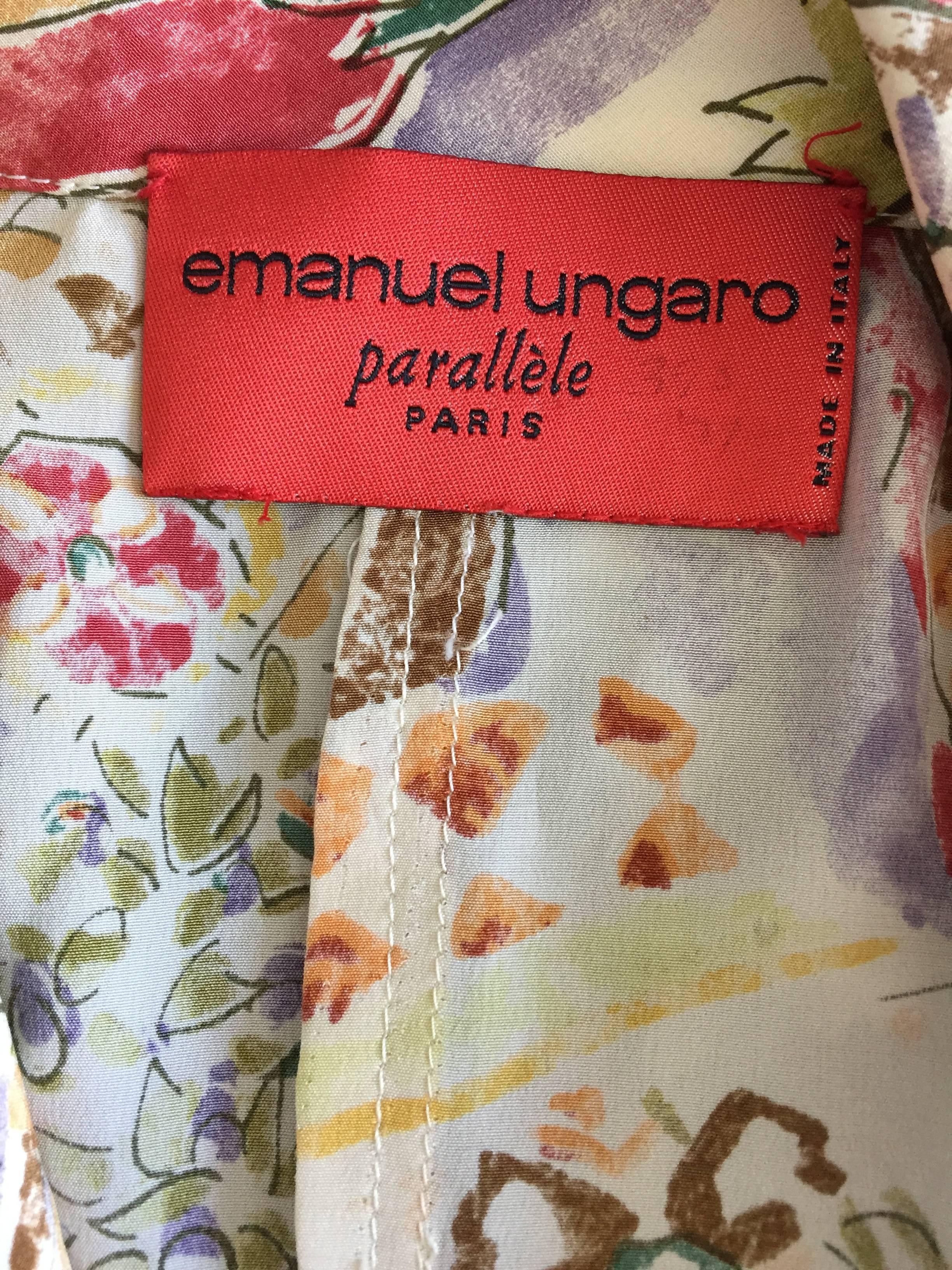 Emanuel Ungaro Vintage ' Garden Print ' Lightweight Silk Floral Blazer Jacket 4
