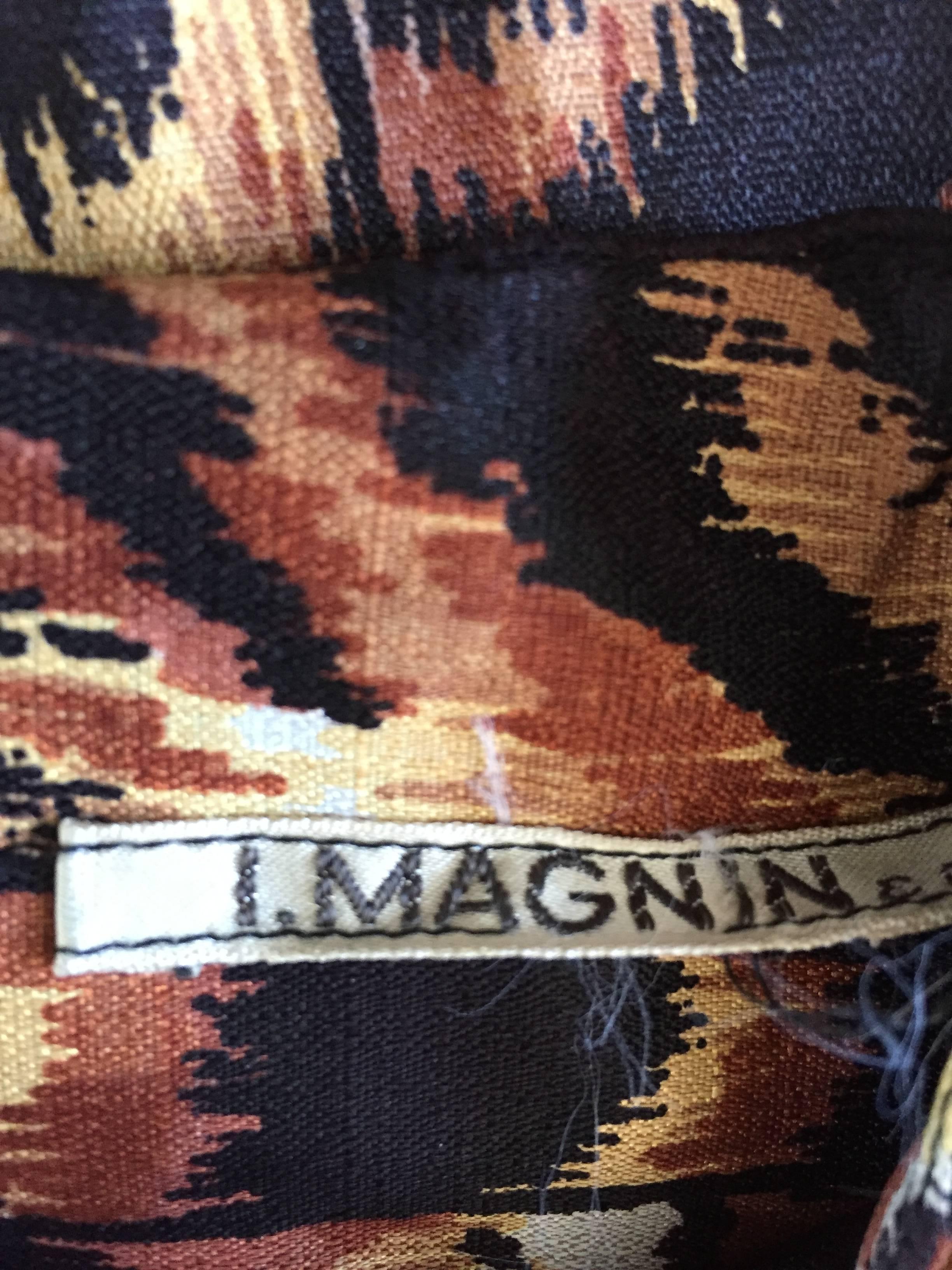 Tunique à ceinture I. Magnin imprimé tigre marron/noir vintage avec imprimé animal (années 1960)  en vente 2