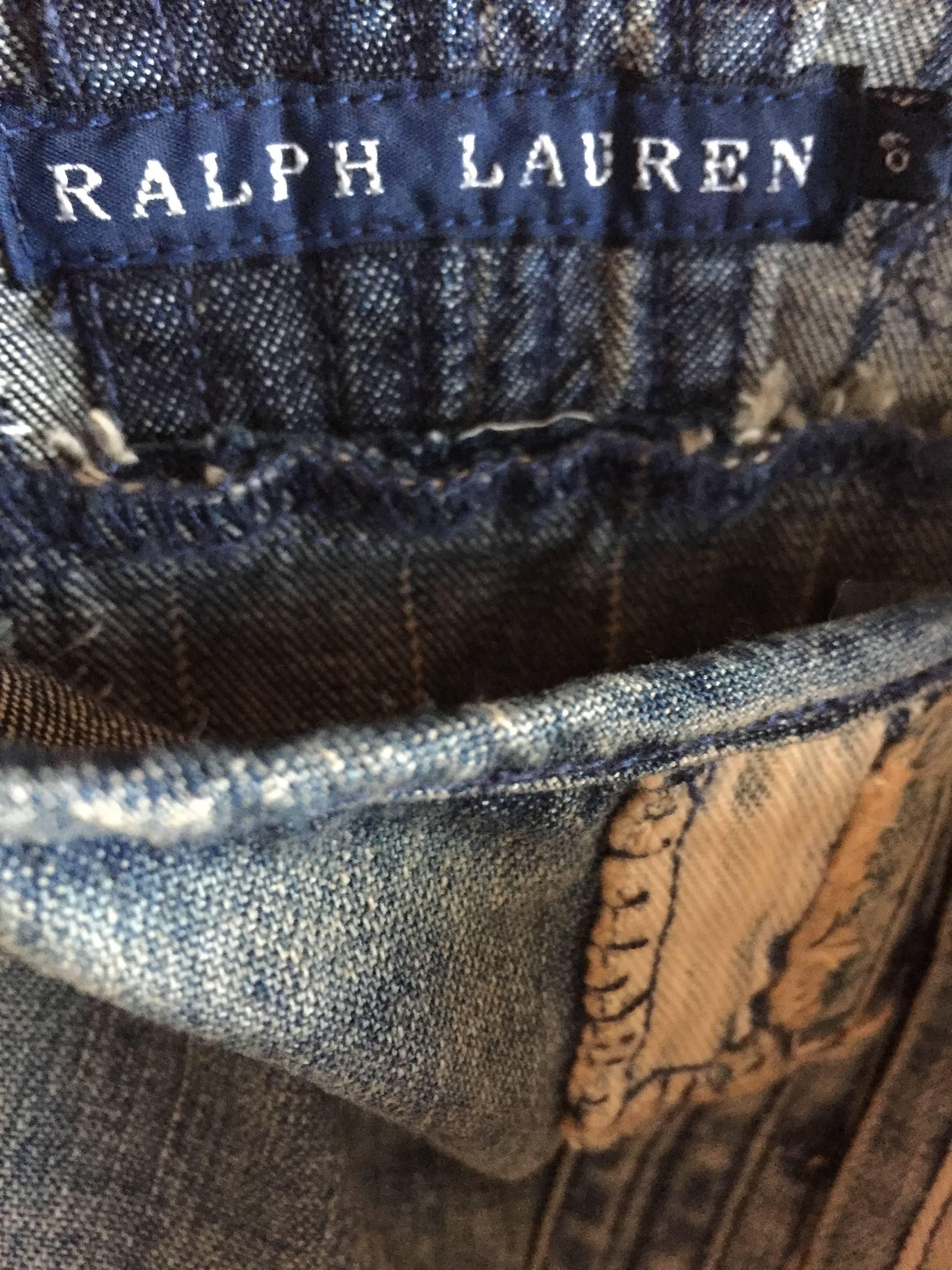 Rare Ralph Lauren ' Blue Label ' 1990s Patchwork Distressed Denim Corset Dress 2