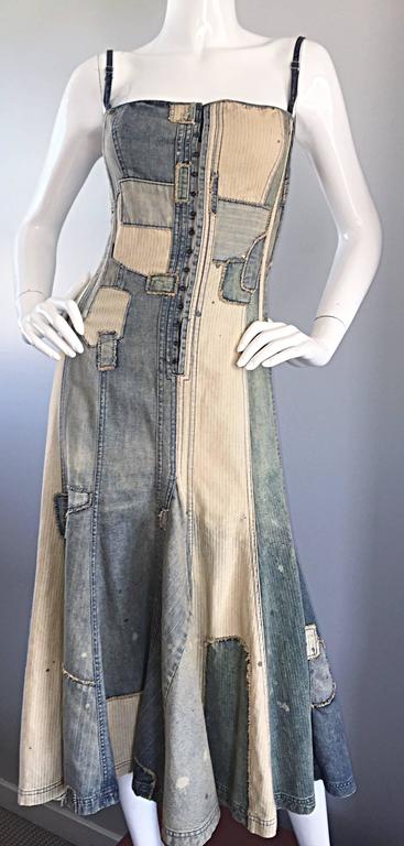 Rare Ralph Lauren '' Blue Label '' 1990s Patchwork Distressed