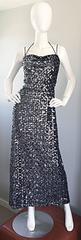 Amazing 1970s Norman Berg for Buckner's Silver Sequin Knit Vintage Halter Dress