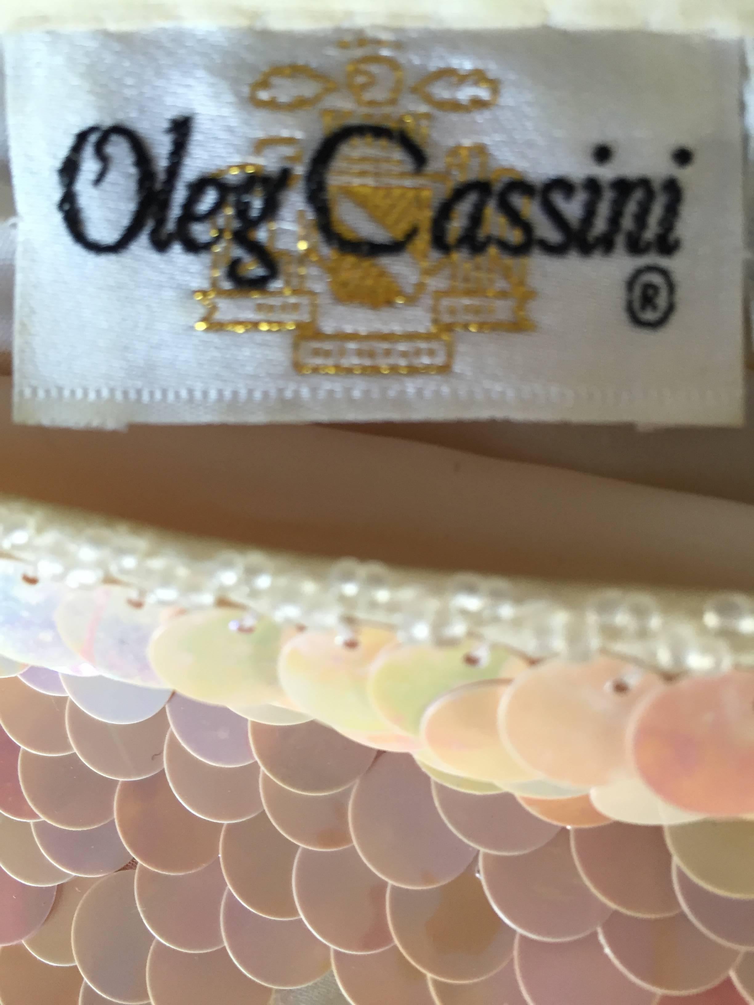Exceptional Vintage Oleg Cassini Pink + Ivory Silk Paillette + Pearls Sequin Top 4