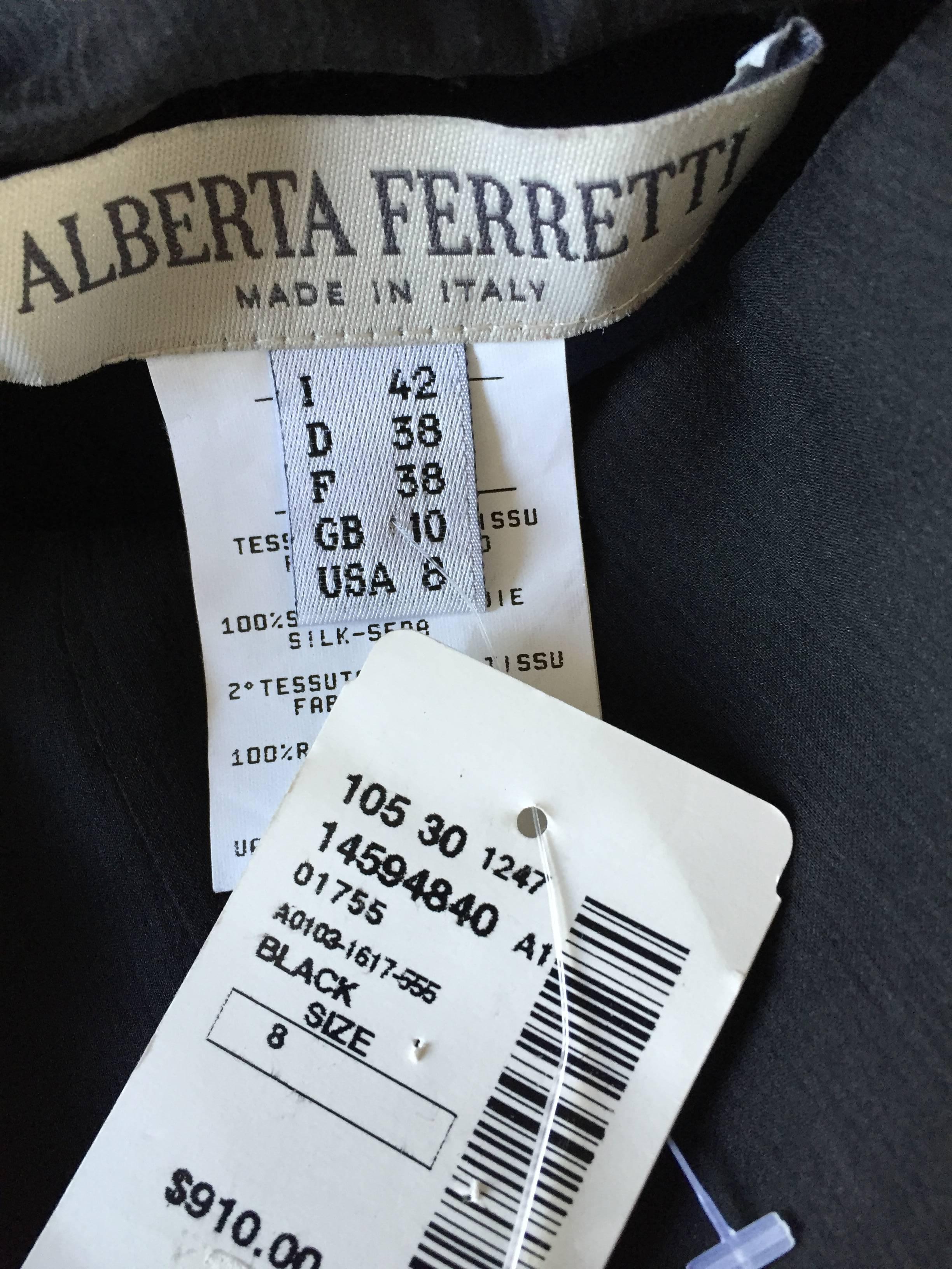NWT 1990s Alberta Ferretti Saks 5th Ave Black Silk Mini Skirt w/ Chiffon Overlay For Sale 6