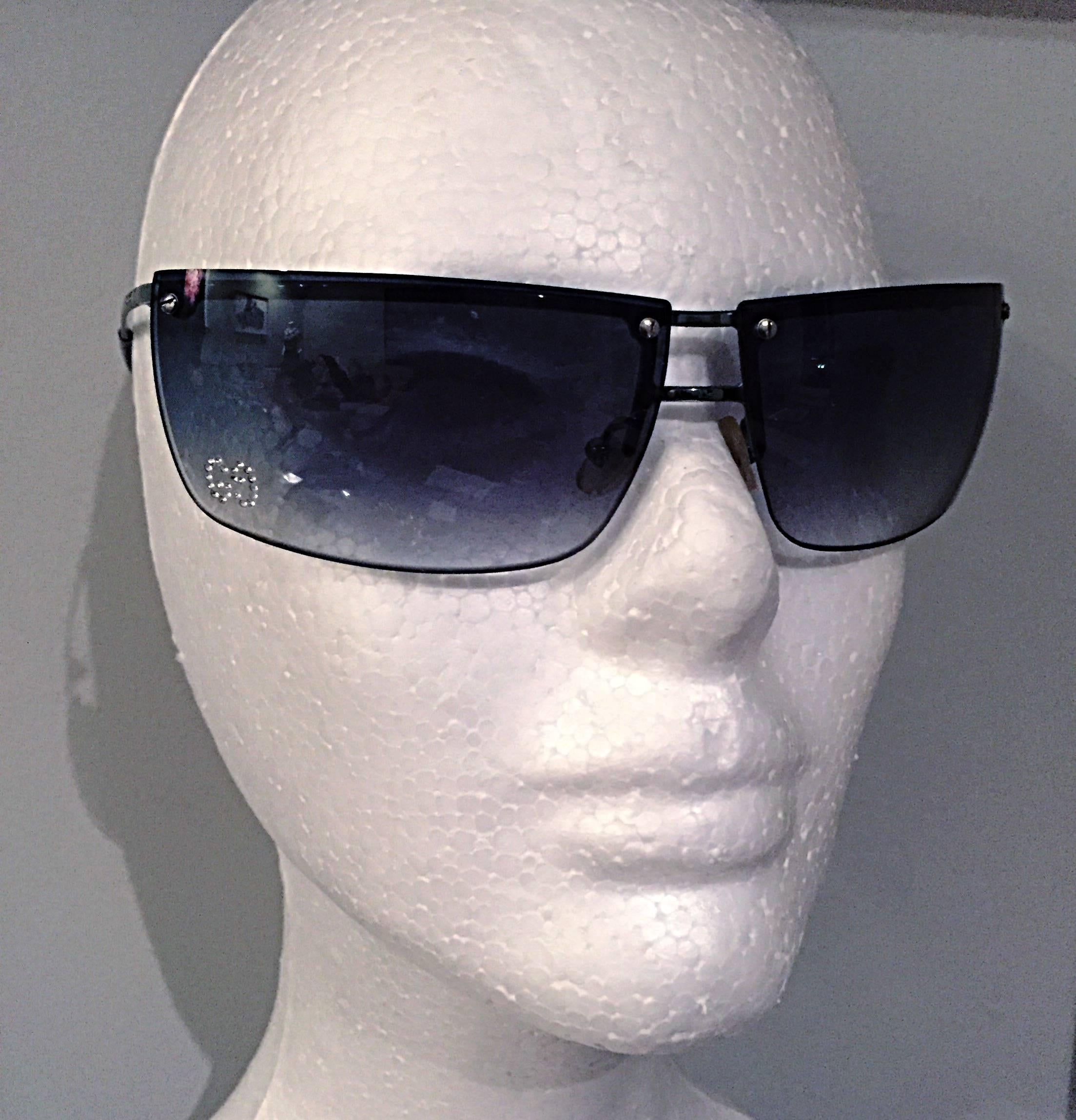Rare Tom Ford For Gucci Blue Gray Rimless Rhinestone Sunglasses GG 2653 Strass 1