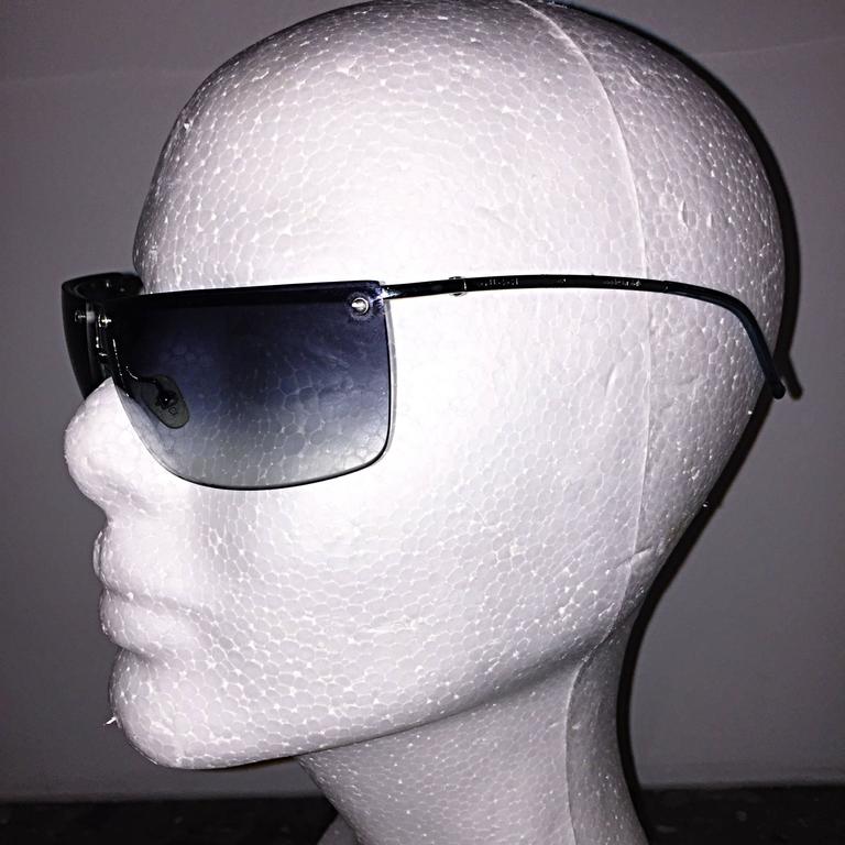 Rare Tom Ford For Gucci Blue Gray Rimless Rhinestone