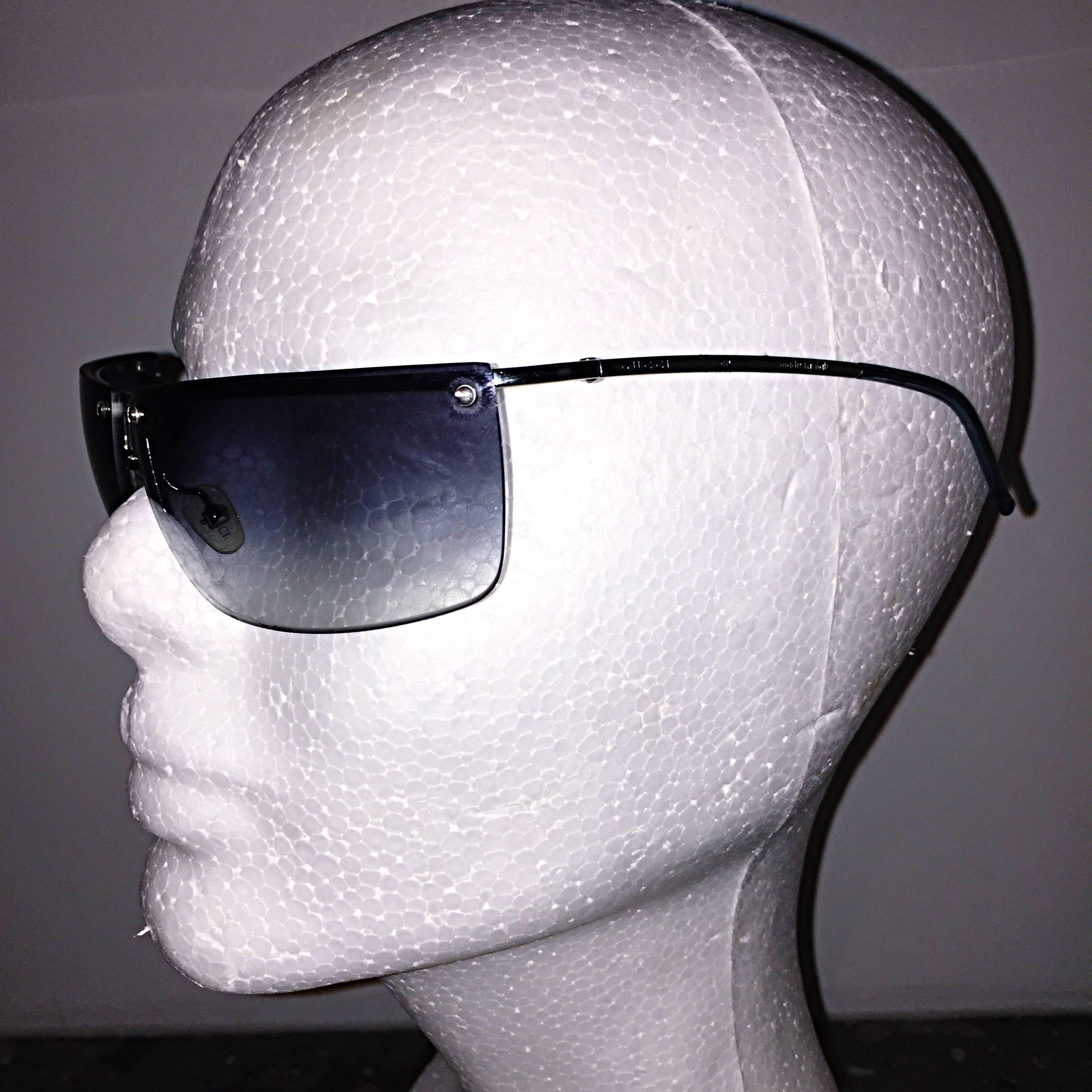 Women's or Men's Rare Tom Ford For Gucci Blue Gray Rimless Rhinestone Sunglasses GG 2653 Strass
