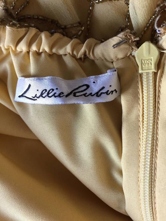 Exceptional Vintage Lillie Rubin Yellow Silk Chiffon Beaded Strapless ...