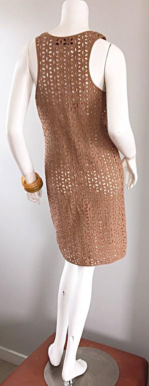 Derek Lam Chic Taupe Light Brown Crochet Cut - Out Dress and Slip For Sale  at 1stDibs