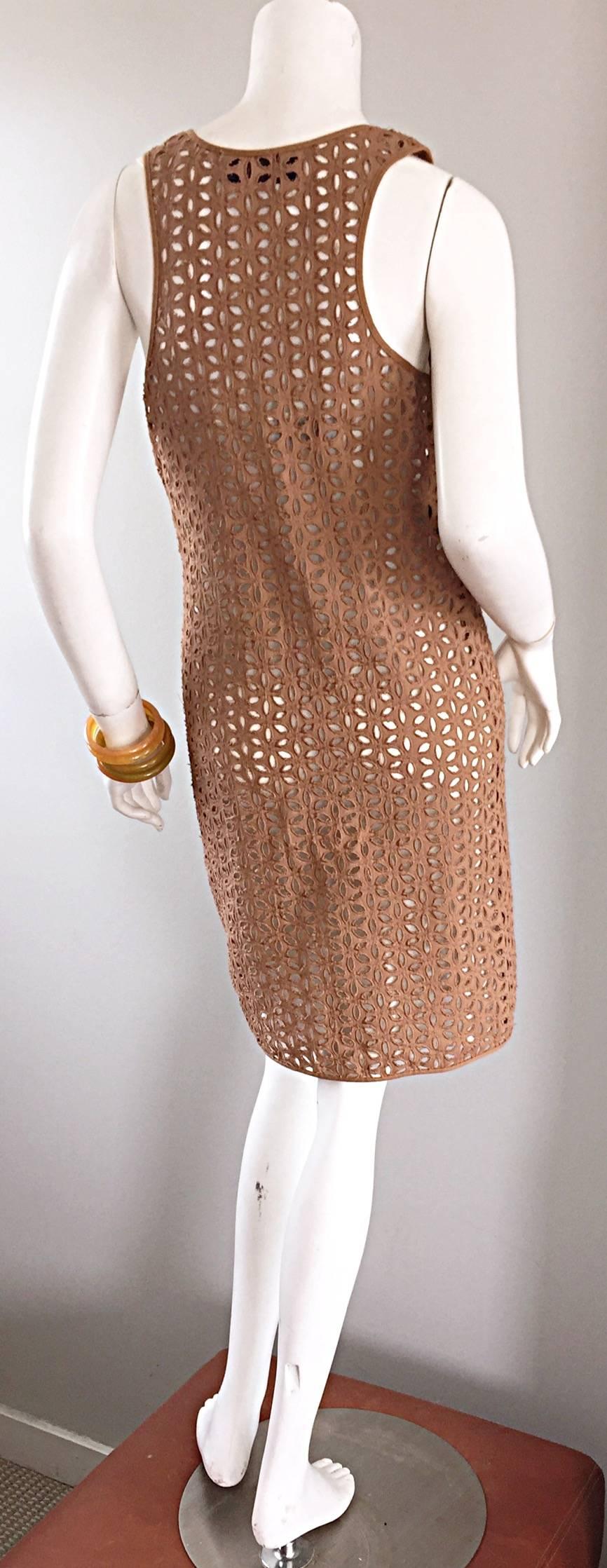 De las mujeres Derek Lam Chic Topo Marrón Claro Crochet Cut - Out Vestido y Slip en venta