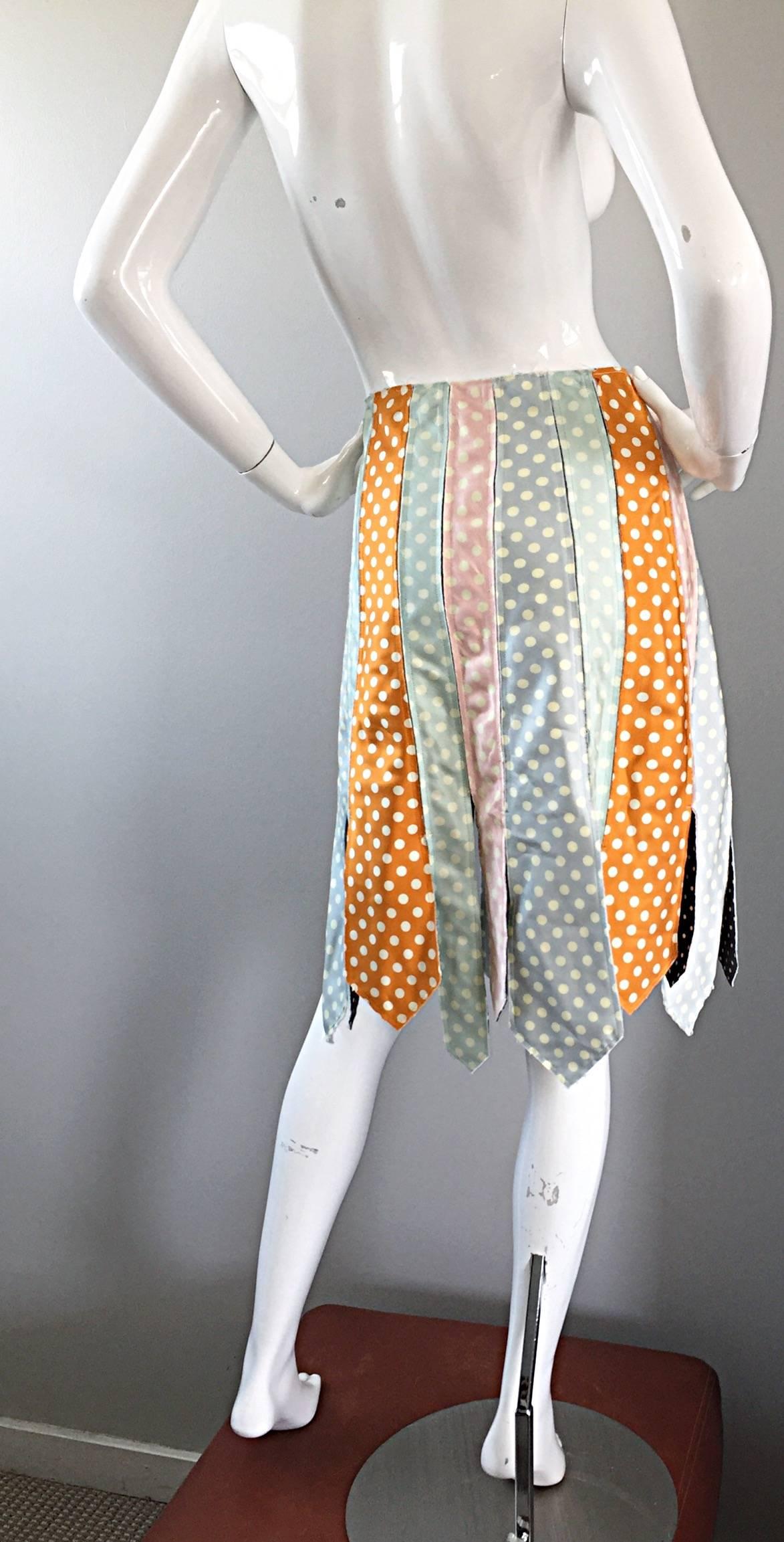 Rare 1990s Paul Smith Polka Dot ' Tie ' Asymmetrical Vintage A - Line Boho Skirt In Excellent Condition In San Diego, CA