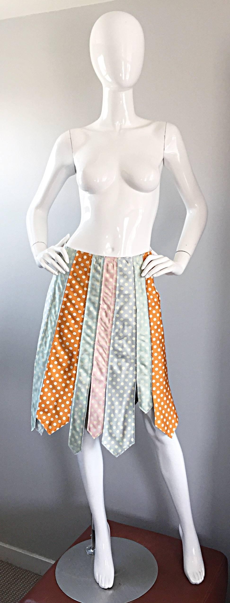 Rare 1990s Paul Smith Polka Dot ' Tie ' Asymmetrical Vintage A - Line Boho Skirt 1