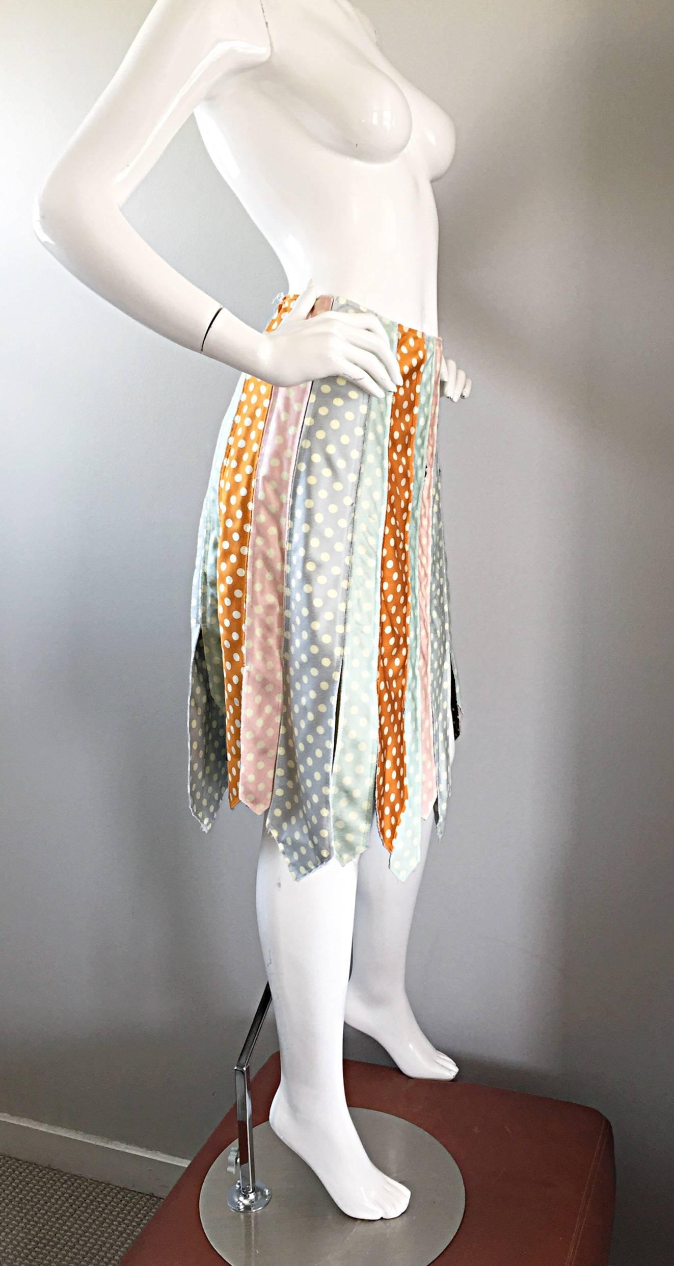 Women's Rare 1990s Paul Smith Polka Dot ' Tie ' Asymmetrical Vintage A - Line Boho Skirt
