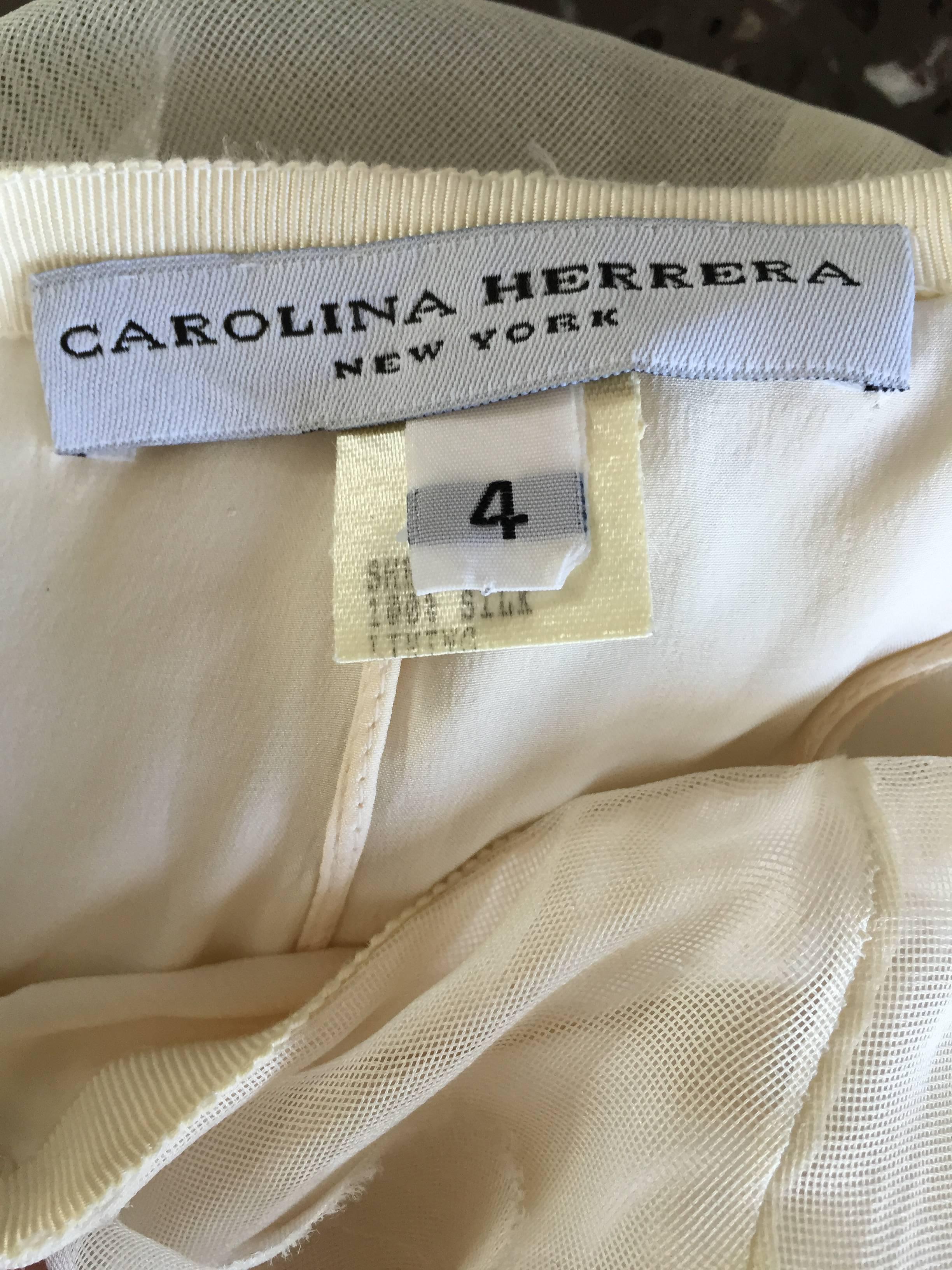 Carolina Herrera Elfenbeinfarbener Abendrock aus Seidenfaille mit Patchwork im Angebot 5
