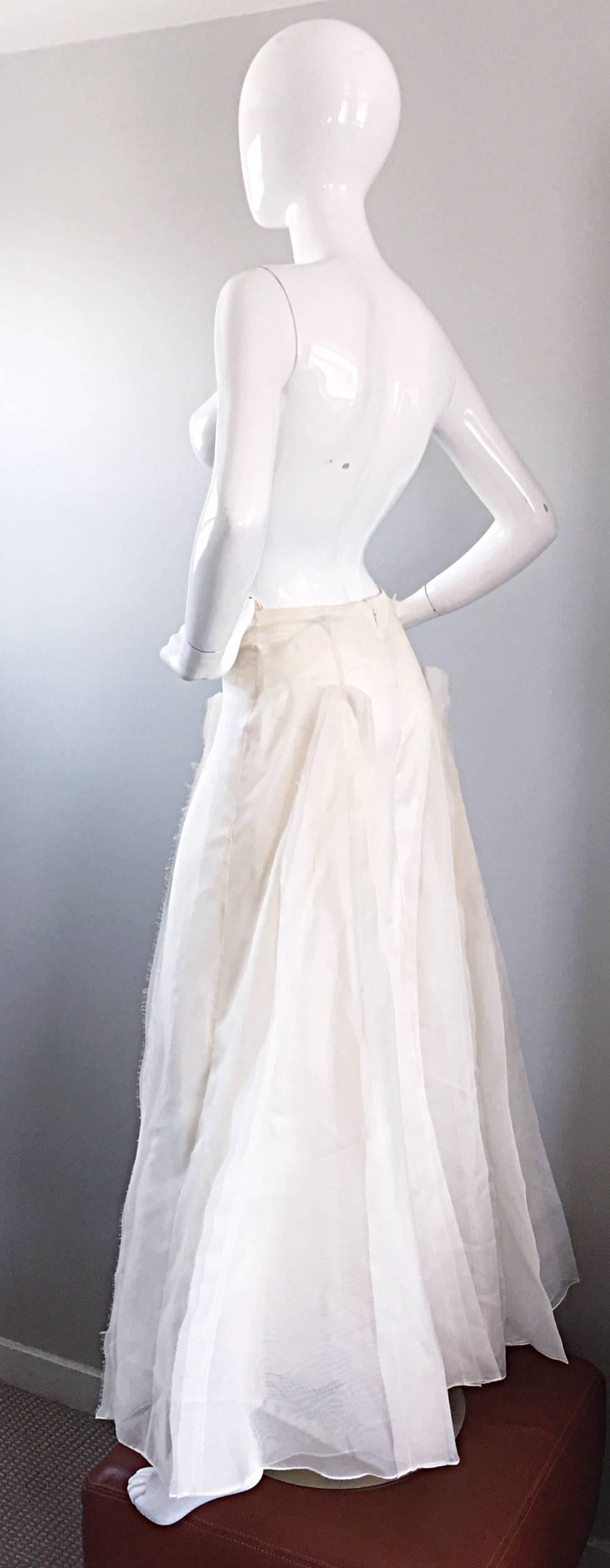 Gray Vintage Carolina Herrera Ivory Silk Faille ' Patchwork ' Ball Evening Full Skirt For Sale
