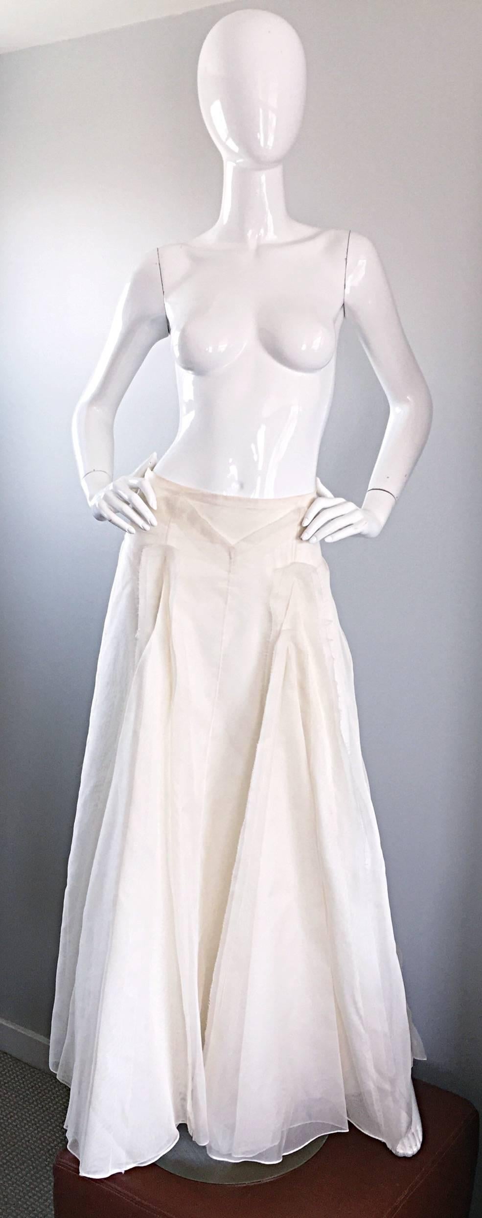 Vintage Carolina Herrera Ivory Silk Faille ' Patchwork ' Ball Evening Full Skirt For Sale 1