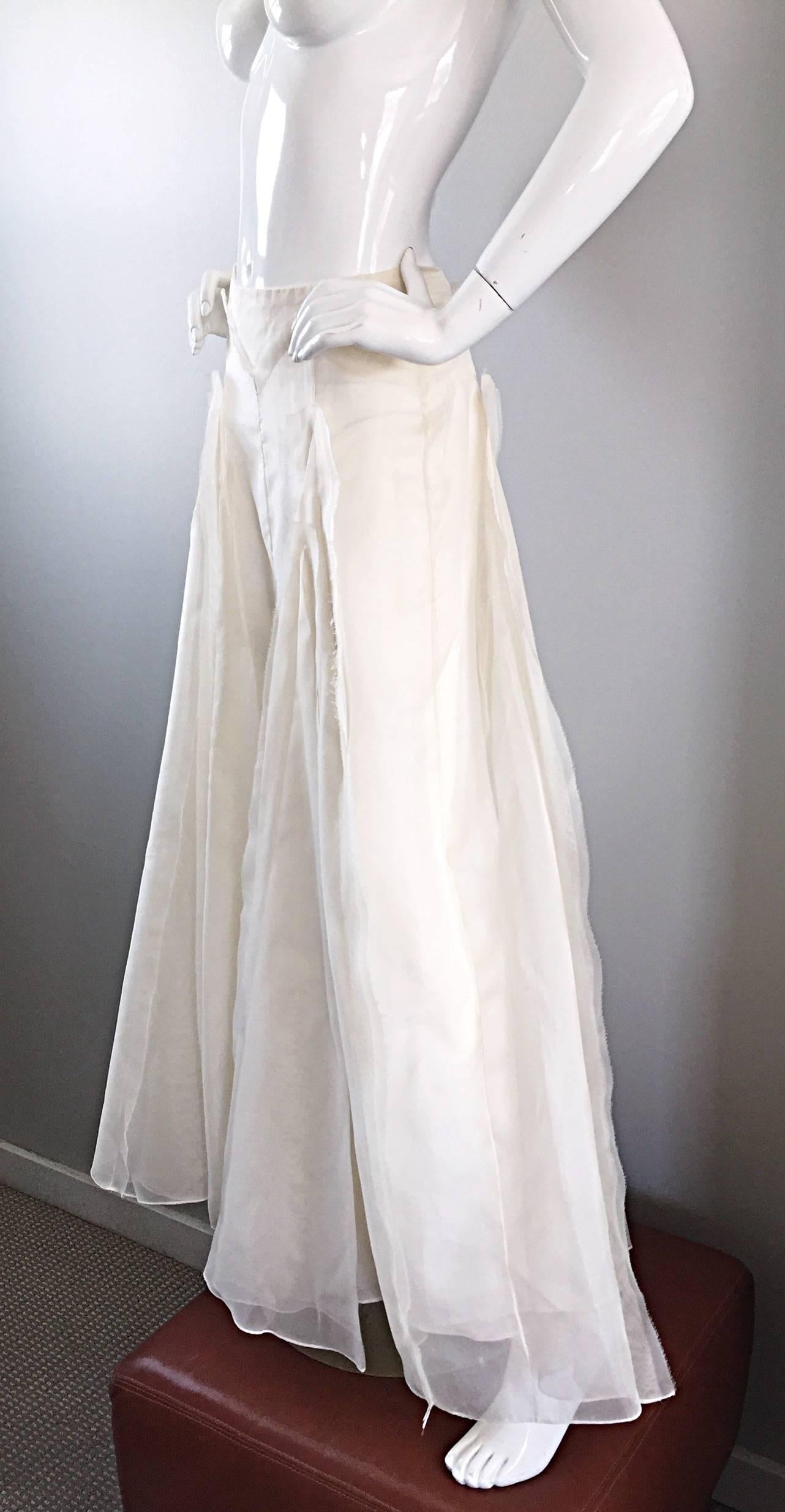 Women's Vintage Carolina Herrera Ivory Silk Faille ' Patchwork ' Ball Evening Full Skirt For Sale