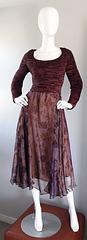 Mary McFadden Couture Vintage Fortuny Pleated Burgundy Silk Flowy Flirty Dress
