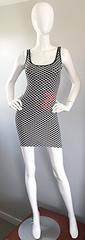 1990s Gianfranco Ferre Black and White Fishnet Beaded Bodycon 90s Vintage Dress