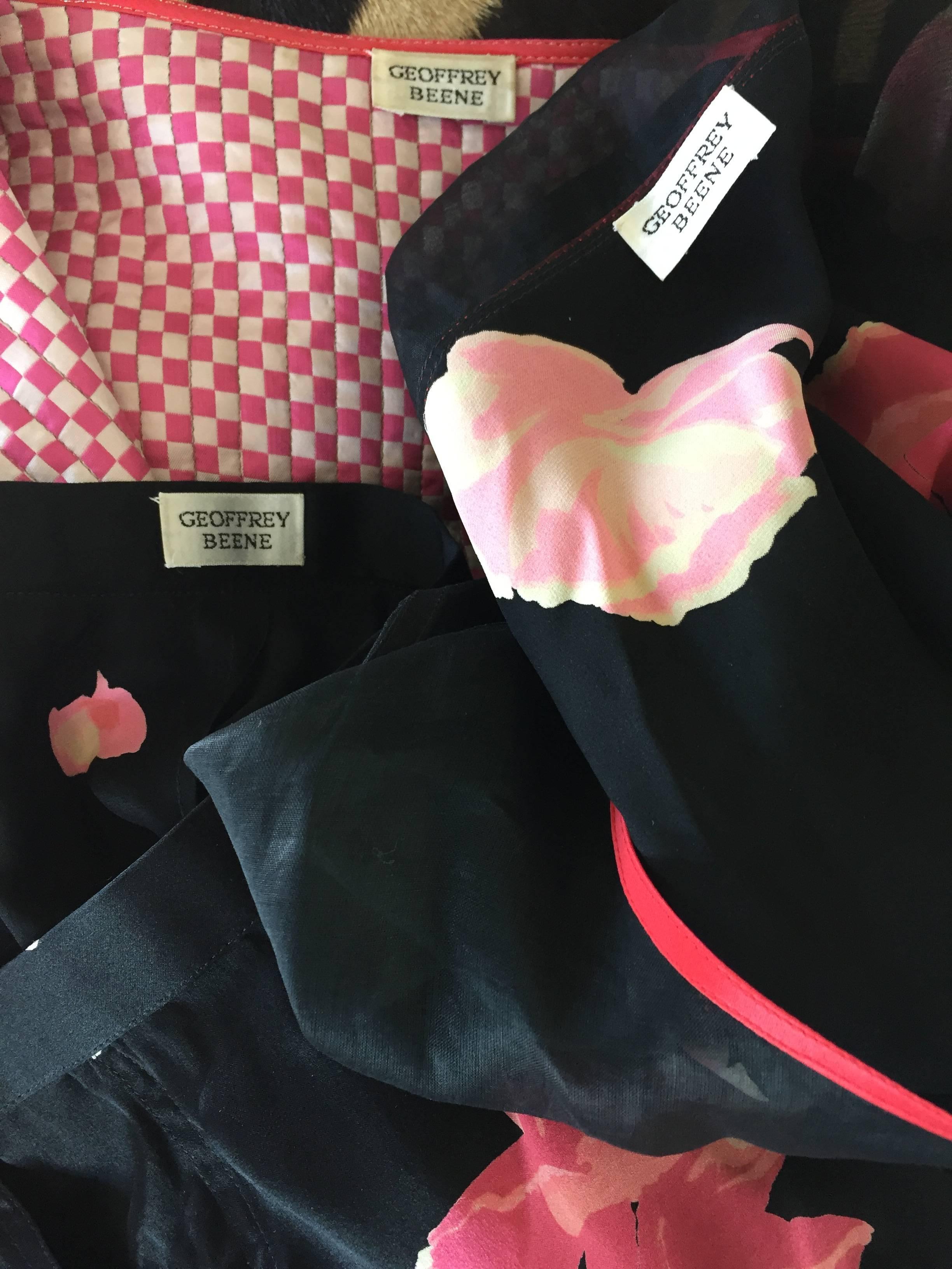 Important Geoffrey Beene Vintage 3 Piece Silk Pajama Style Jacket + Top + Pants  For Sale 4