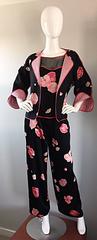 Important Geoffrey Beene Vintage 3 Piece Silk Pajama Style Jacket + Top + Pants