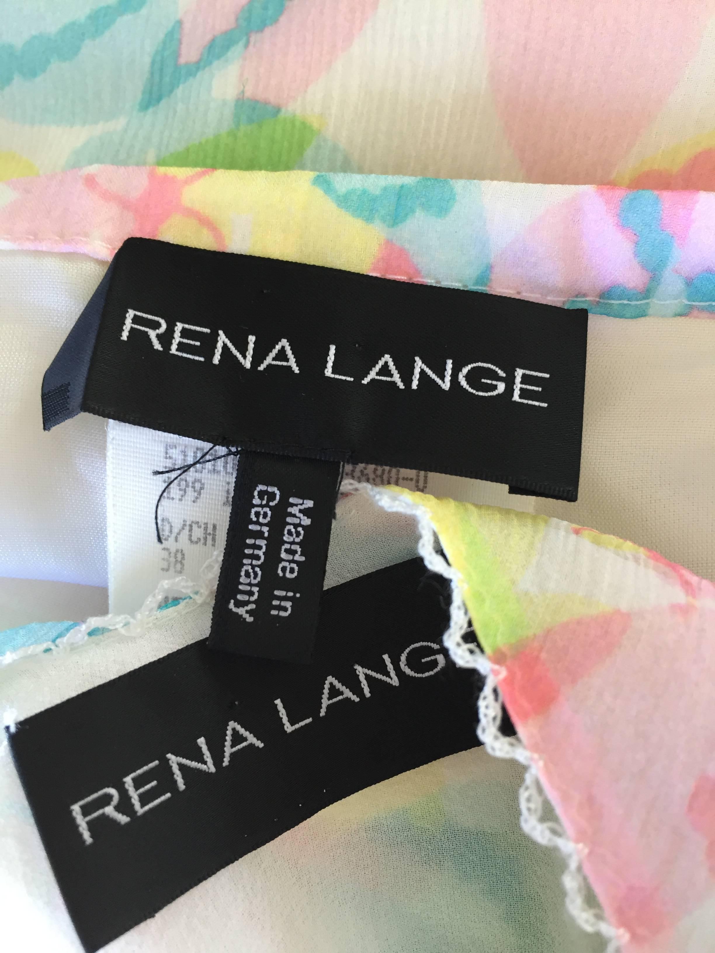 Vintage Rena Lange 1990s Silk Chiffon ' Dragonfly ' Dress Set Blouse + Skirt For Sale 2