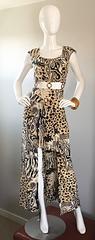 Amazing 1990s Vintage High - Low Animal Print Boho Bamboo Cut - Out 90s Dress