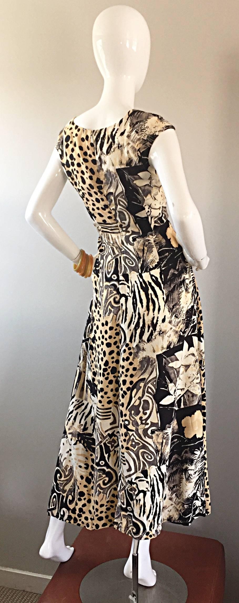 Amazing 1990s Vintage High - Low Animal Print Boho Bamboo Cut - Out 90s Dress 4