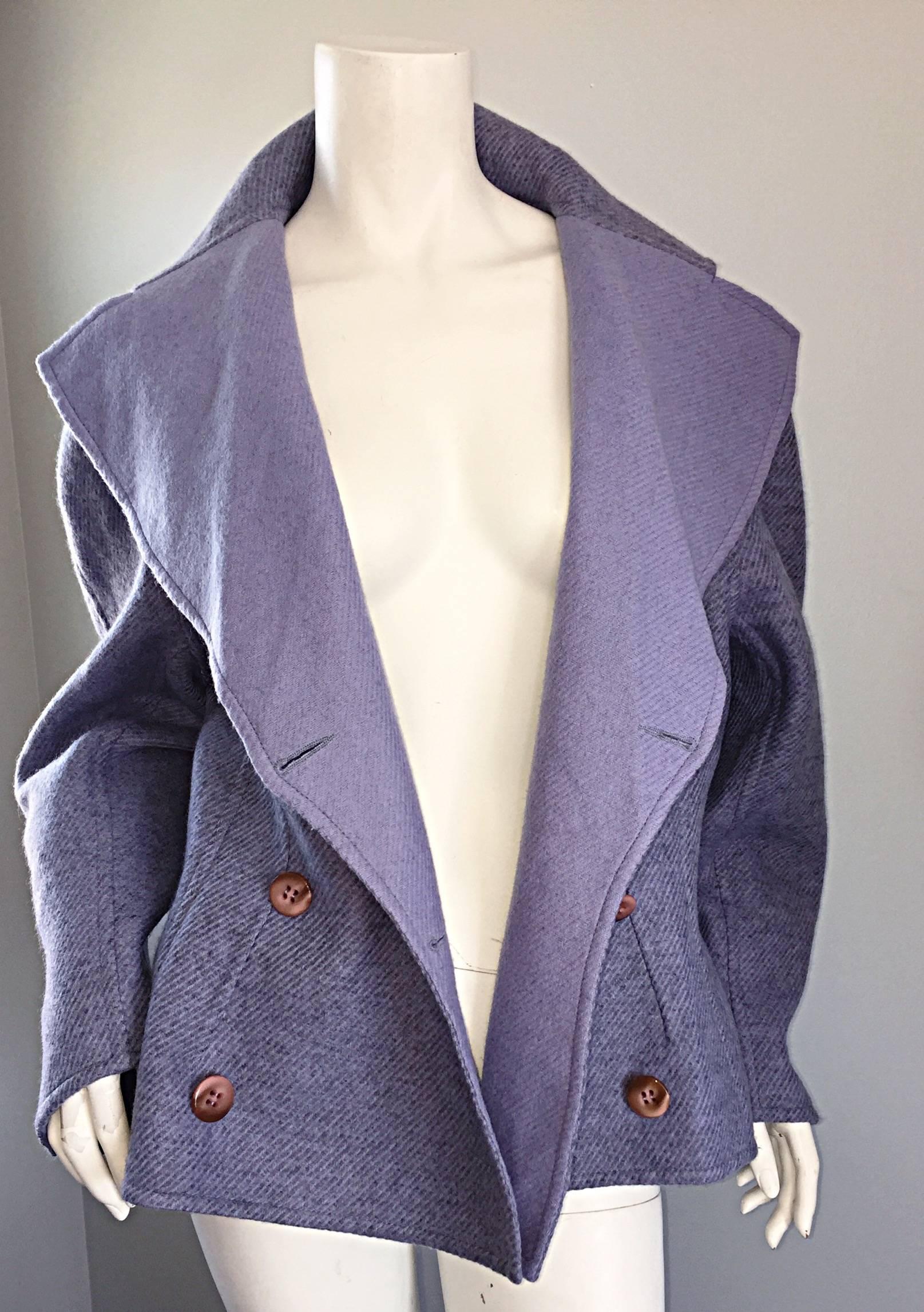 Bernard Perris Vintage lila Lavendel lila Lammwolle Peacoat Jacke Größe 10 12 Damen im Angebot