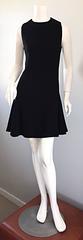 1960s Geoffrey Beene Trumpet Hem Mod Sleeveless Classic Black Vintage Dress 60s