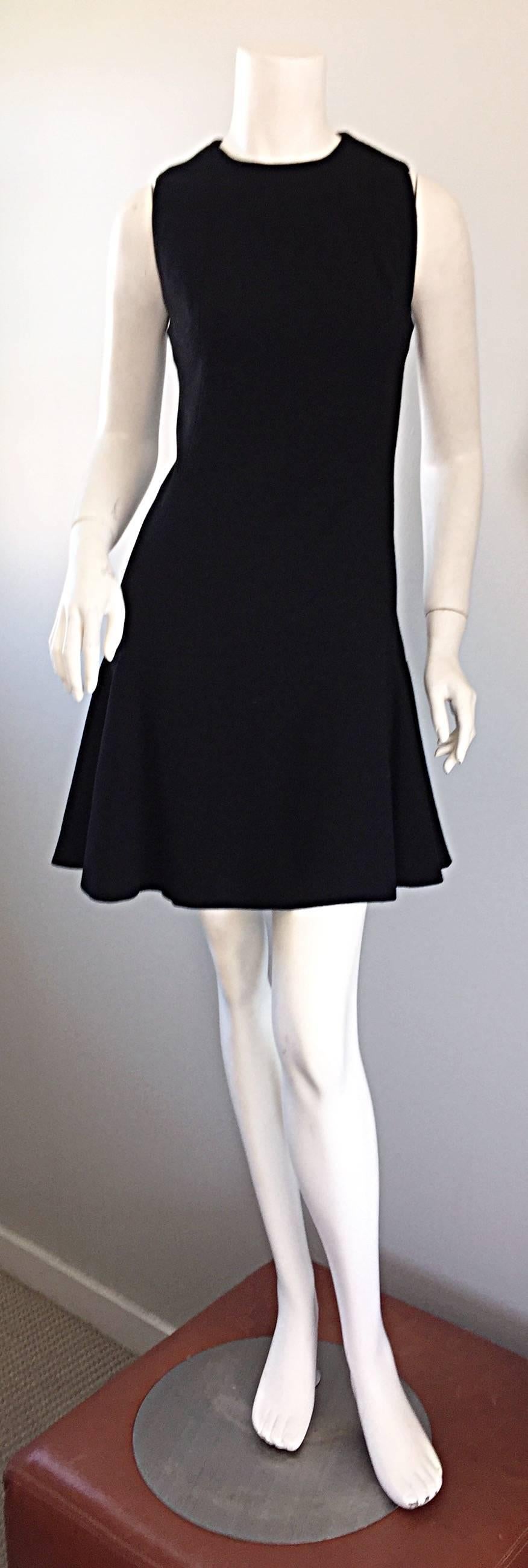 1960s Geoffrey Beene Trumpet Hem Mod Sleeveless Classic Black Vintage Dress 60s 3