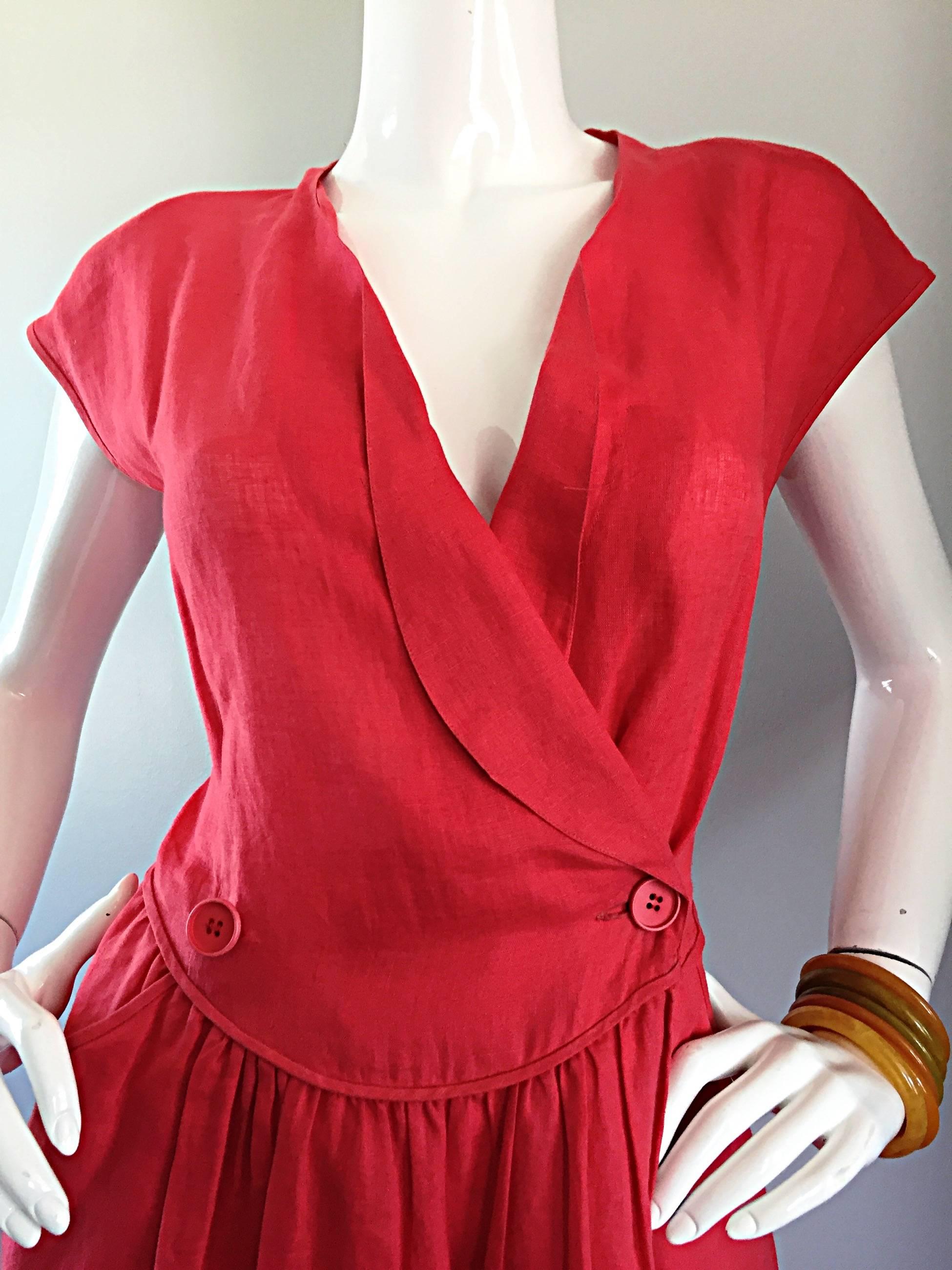 linen red dress