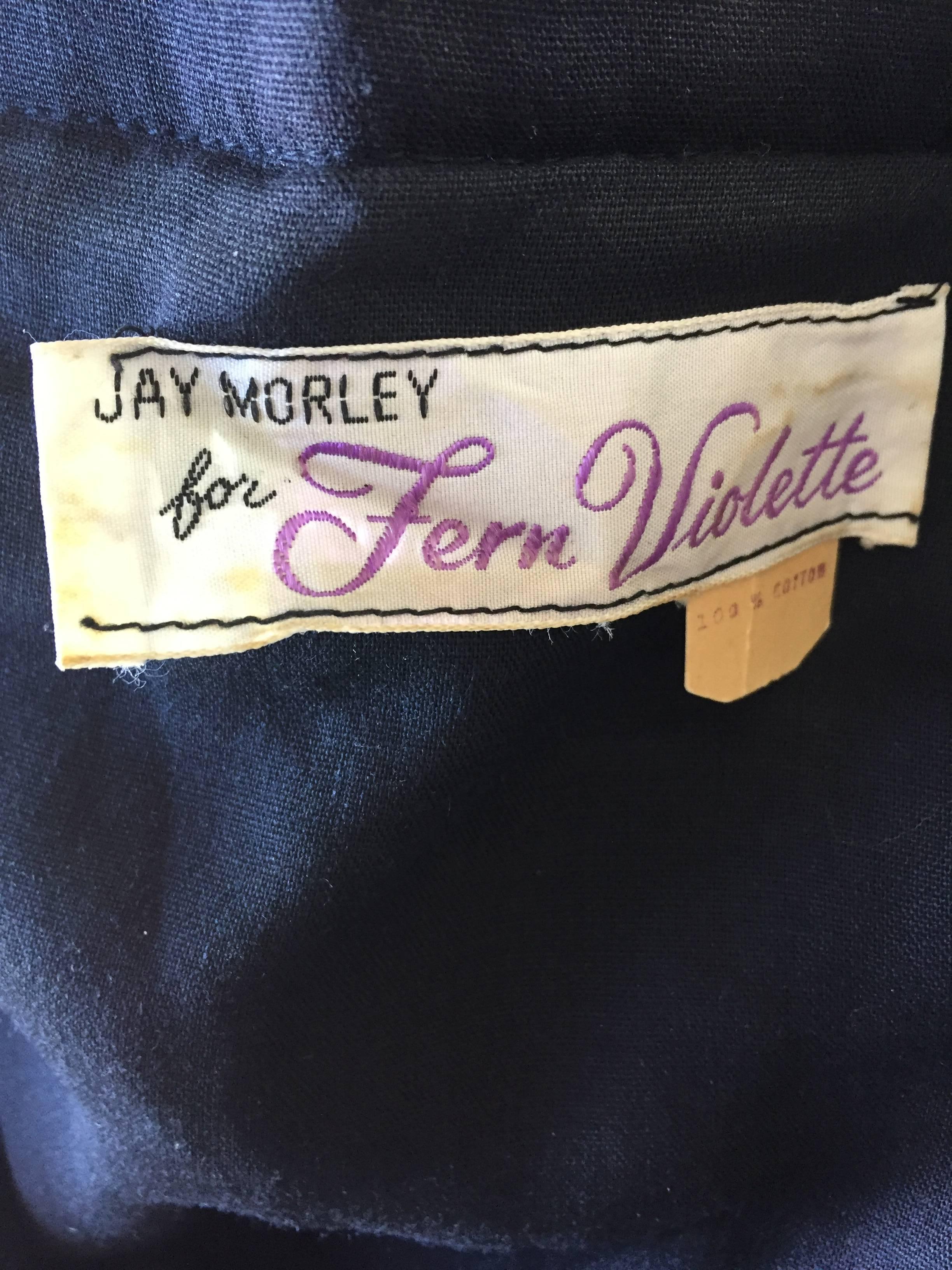 Rare 1970s Jay Morley for Fern Violette Velvet + Cotton Ethnic Tribal Boho Dress 5