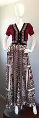 Rare 1970s Jay Morley for Fern Violette Velvet + Cotton Ethnic Tribal Boho Dress