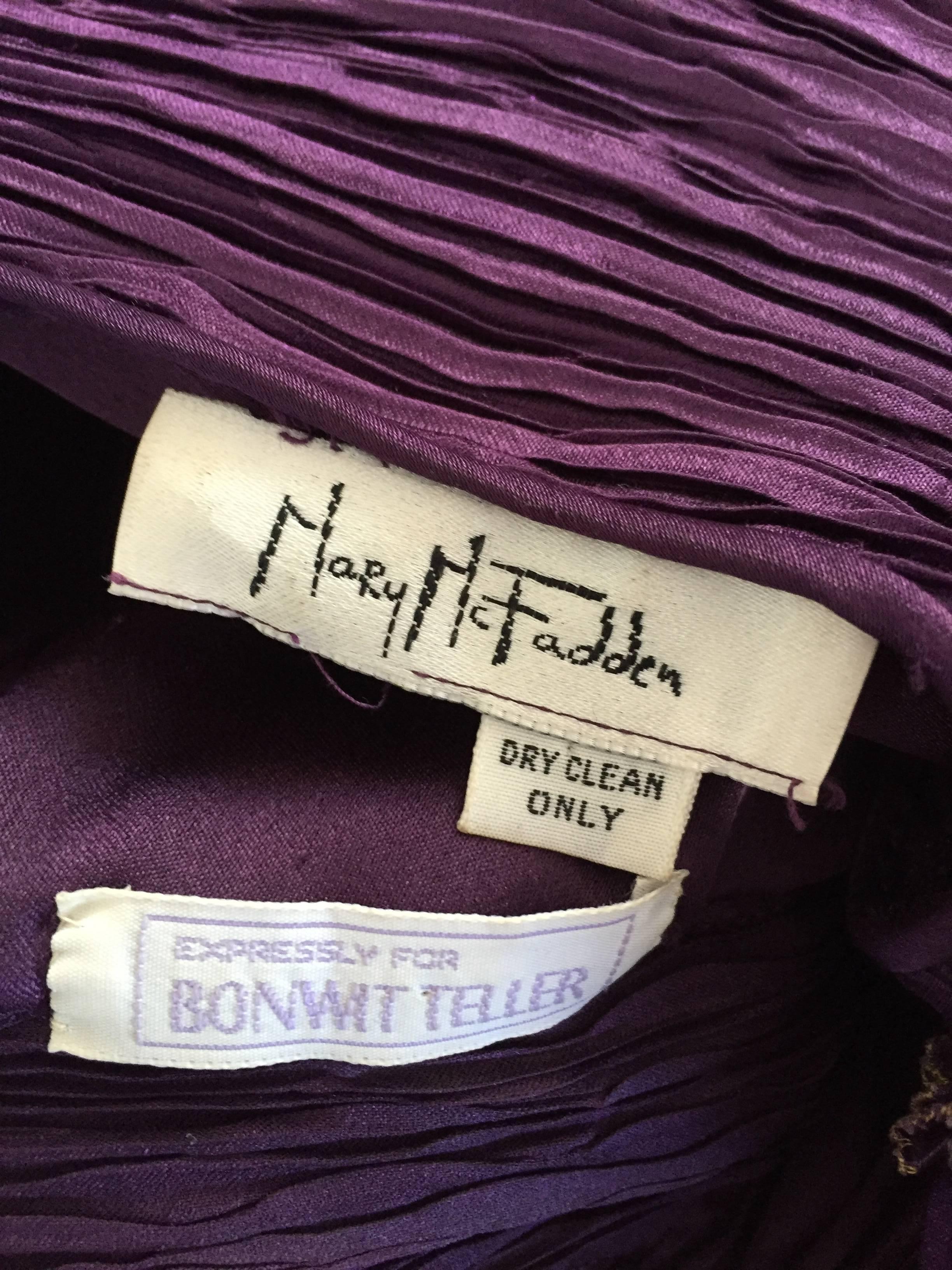 Mary McFadden Couture for Bonwit Teller 80s Purple Fortuny Pleated Ruffle Dress 6